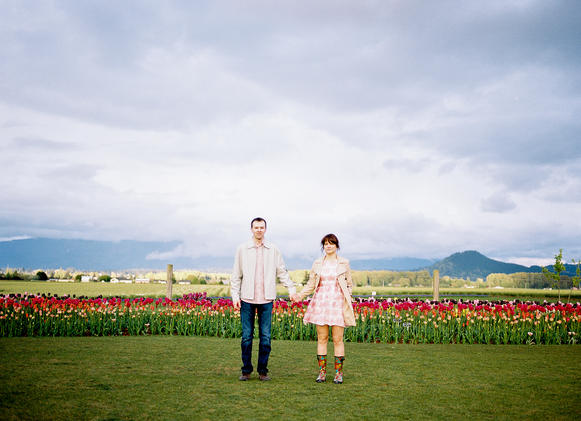 Colorful tulip festival engagement session at Roozengarde in the Skagit Valley