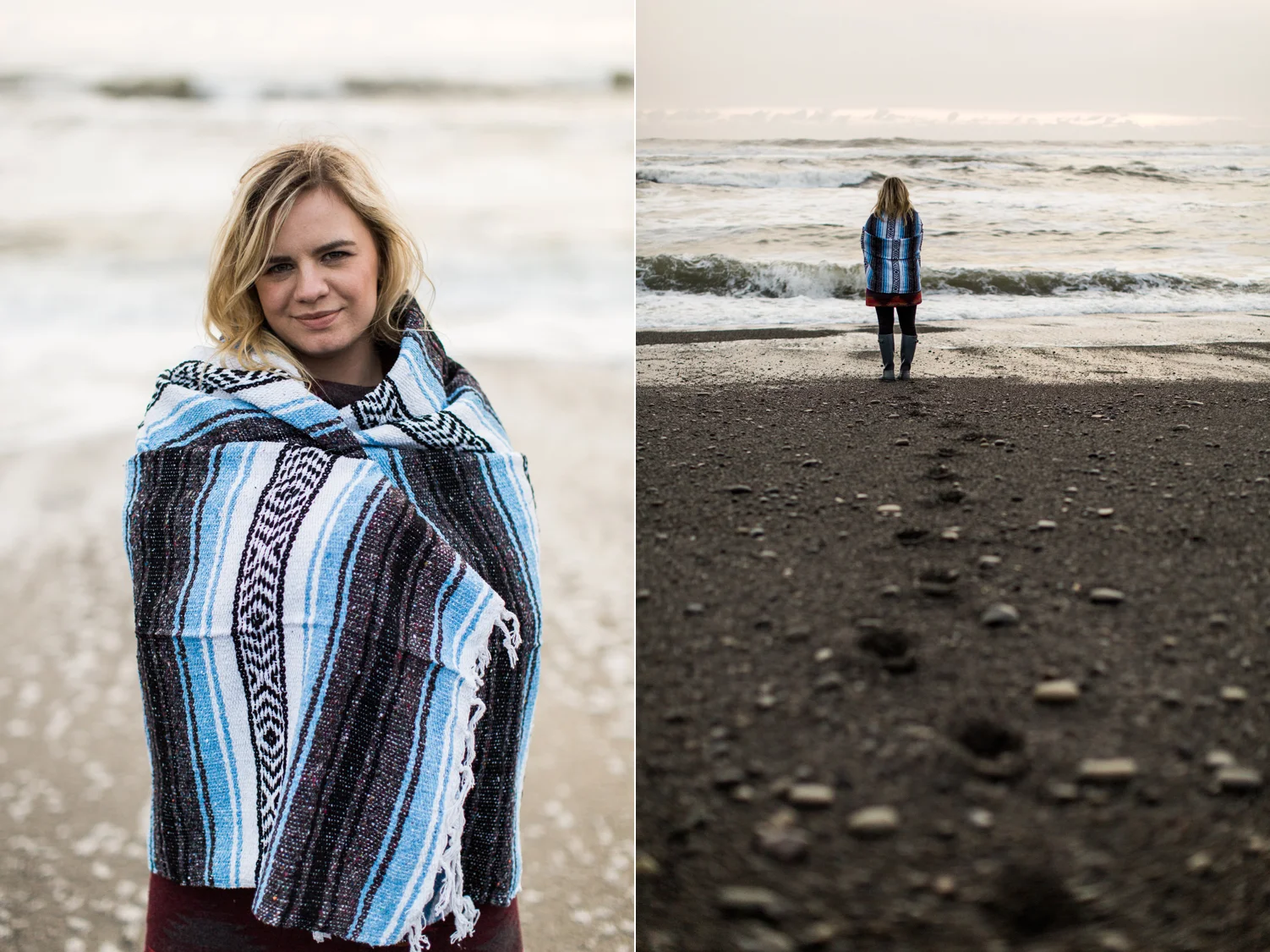 Film portraits at sunset on First Beach in La Push at the Washington Coast