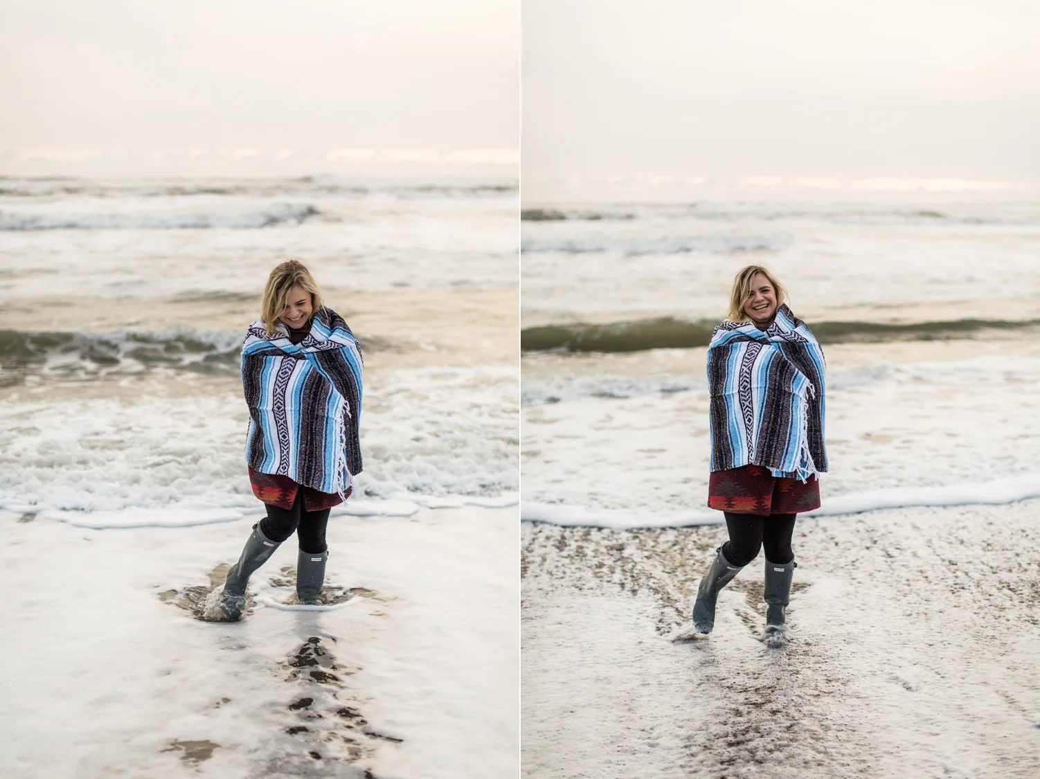Film portraits at sunset on First Beach in La Push at the Washington Coast