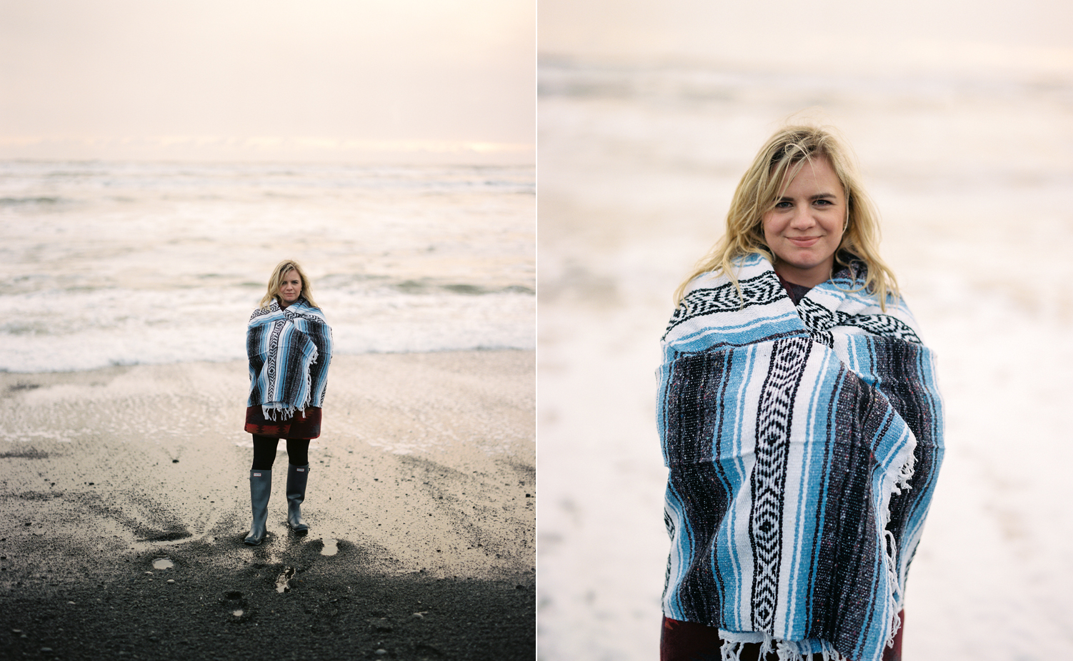 Film portraits at sunset on First Beach in La Push at the Washington Coast