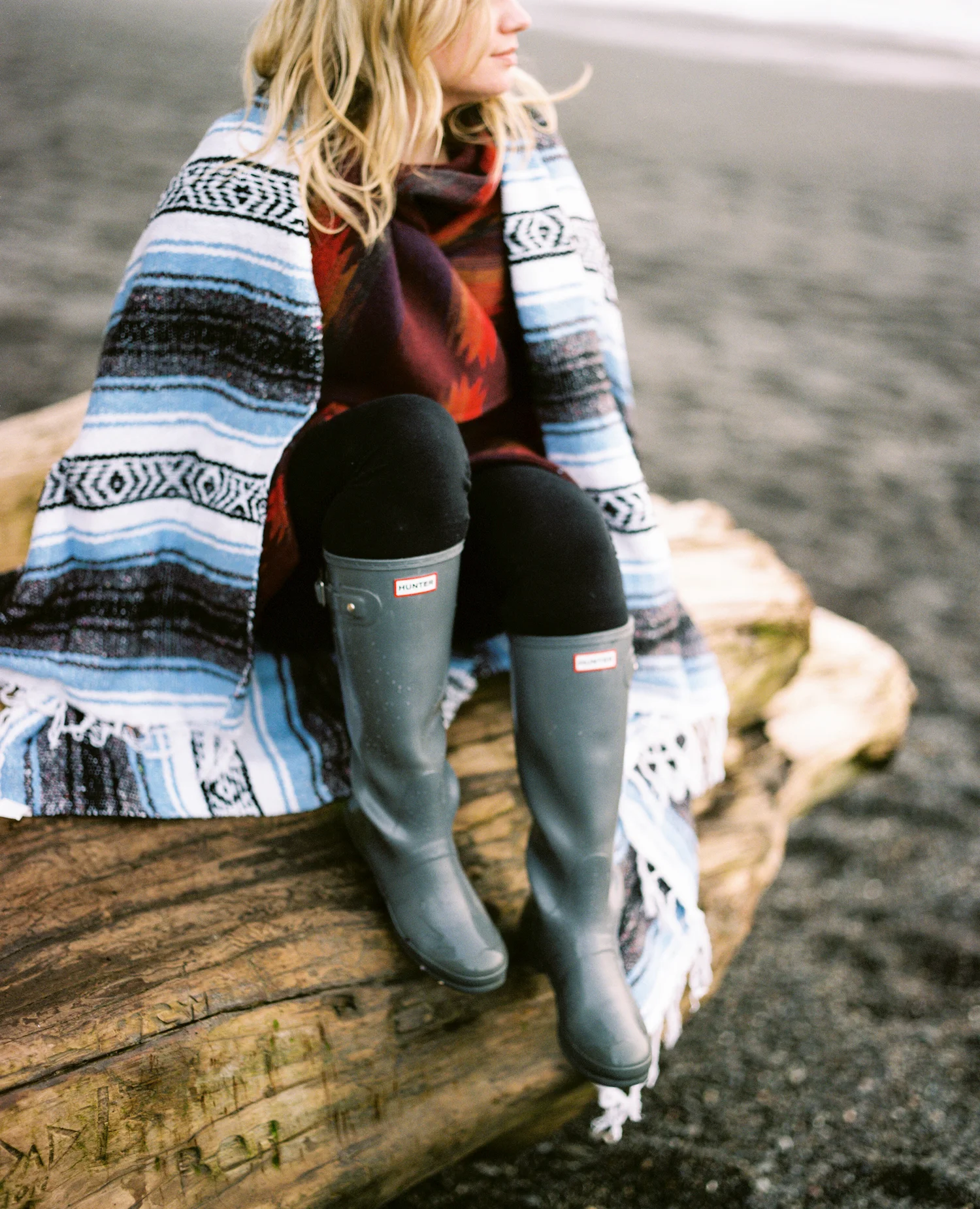 Film portraits at sunset on First Beach in La Push at the Washington Coast