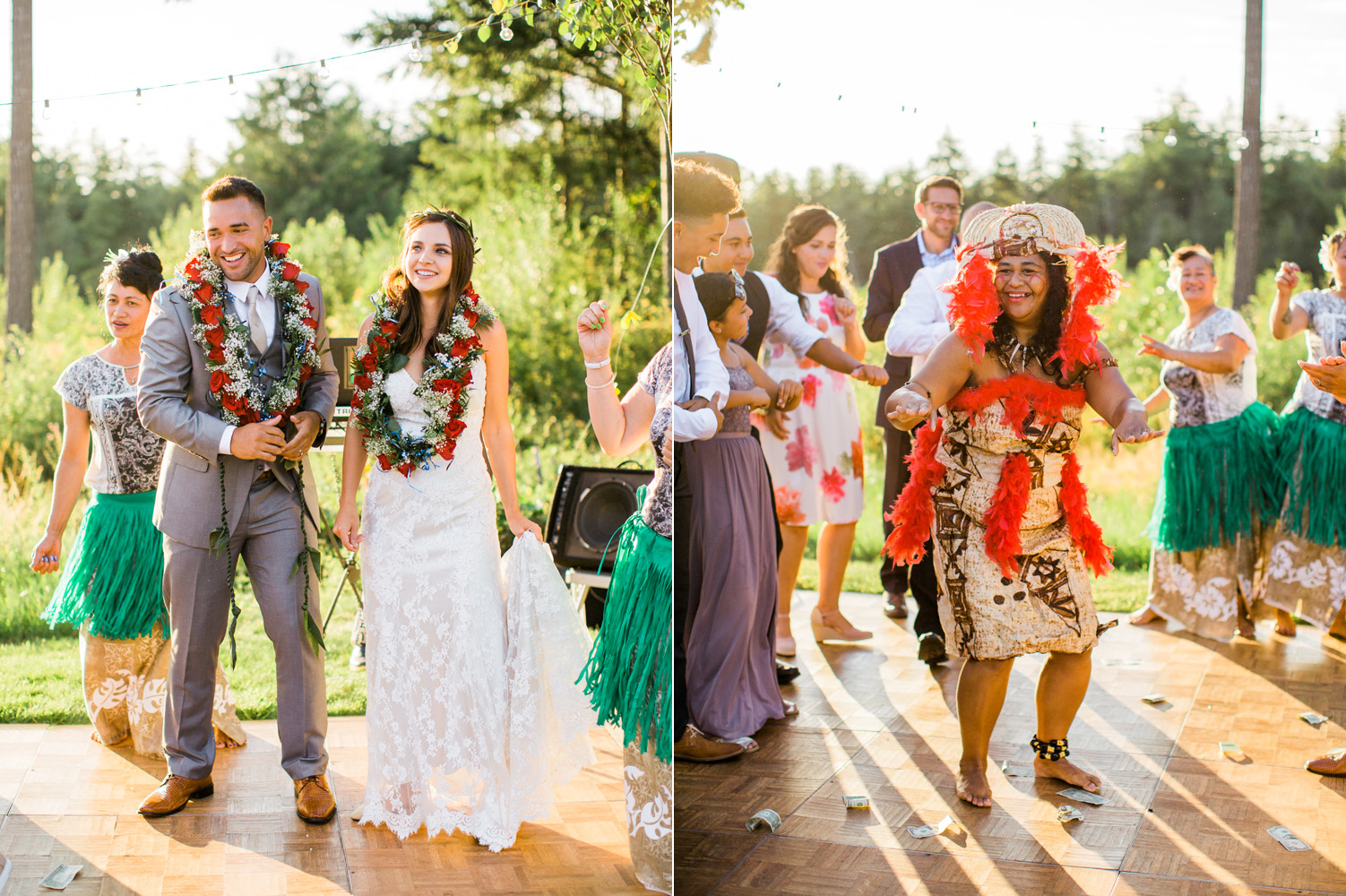 Polynesian Inspired Colorful Backyard Port Townsend Wedding Photography 