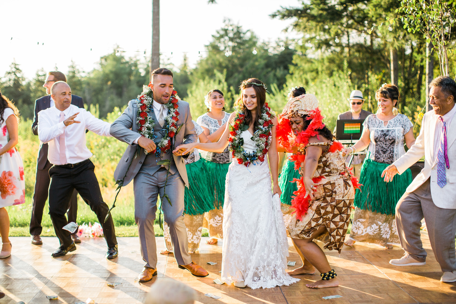 Polynesian Inspired Colorful Backyard Port Townsend Wedding Photography 