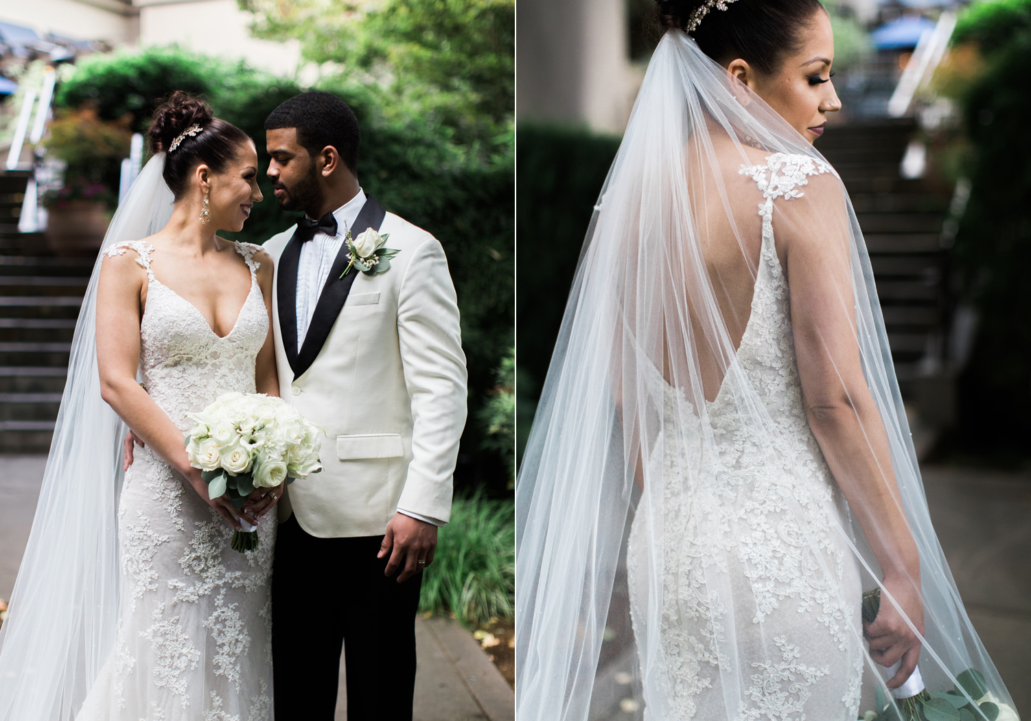 Romantic Bride and Groom African American Couple Wedding Photography at The Bellevue Club