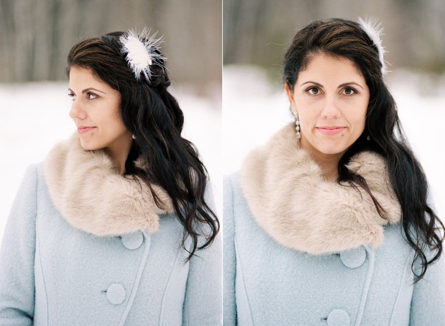 Winter Wedding Bride with a Blue Coat Leavenworth Washington.jpg