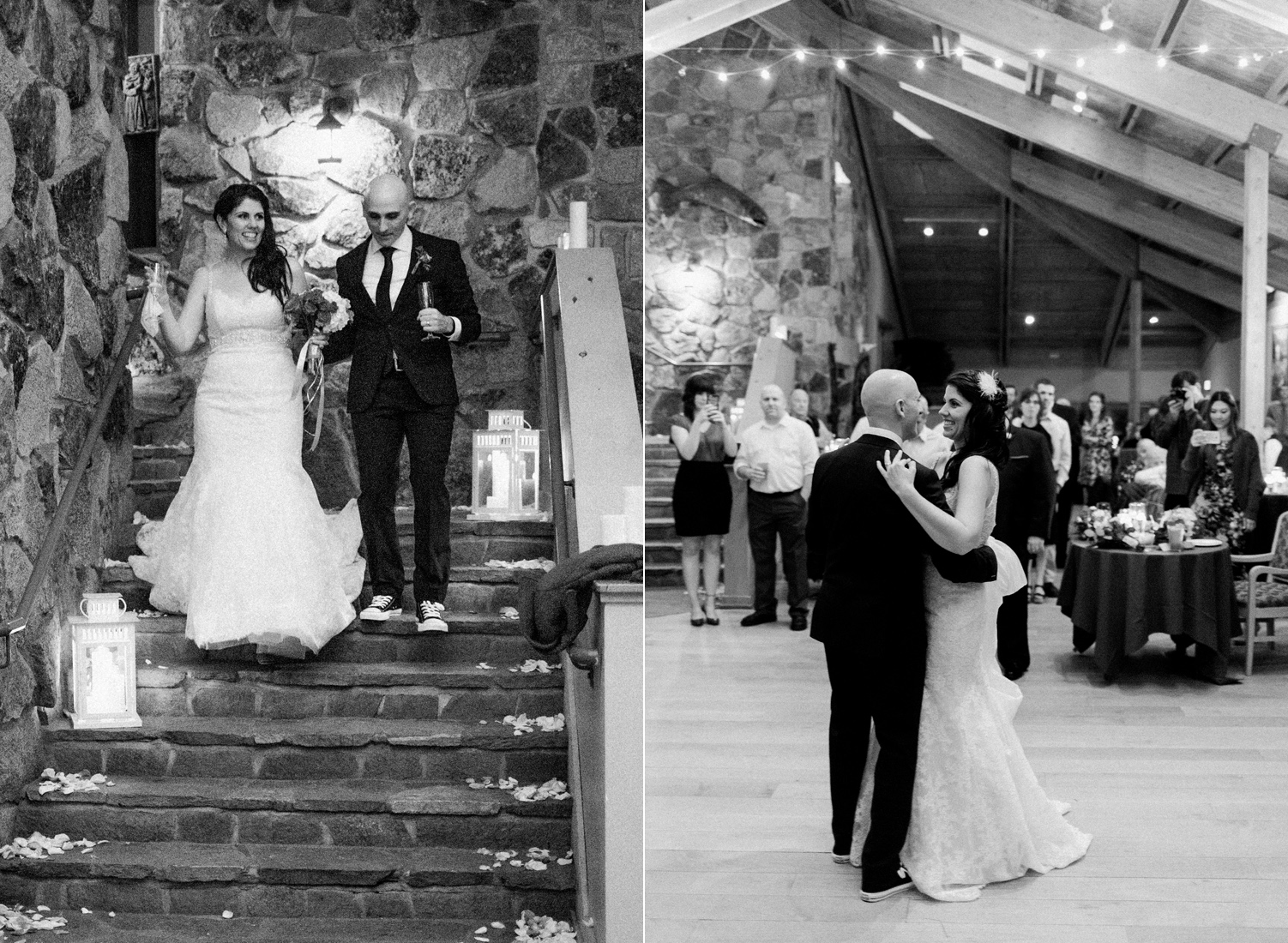 Sleeping Lady Mountain Resort in Leavenworth Winter wedding first dance photography in the Salmon Gallery