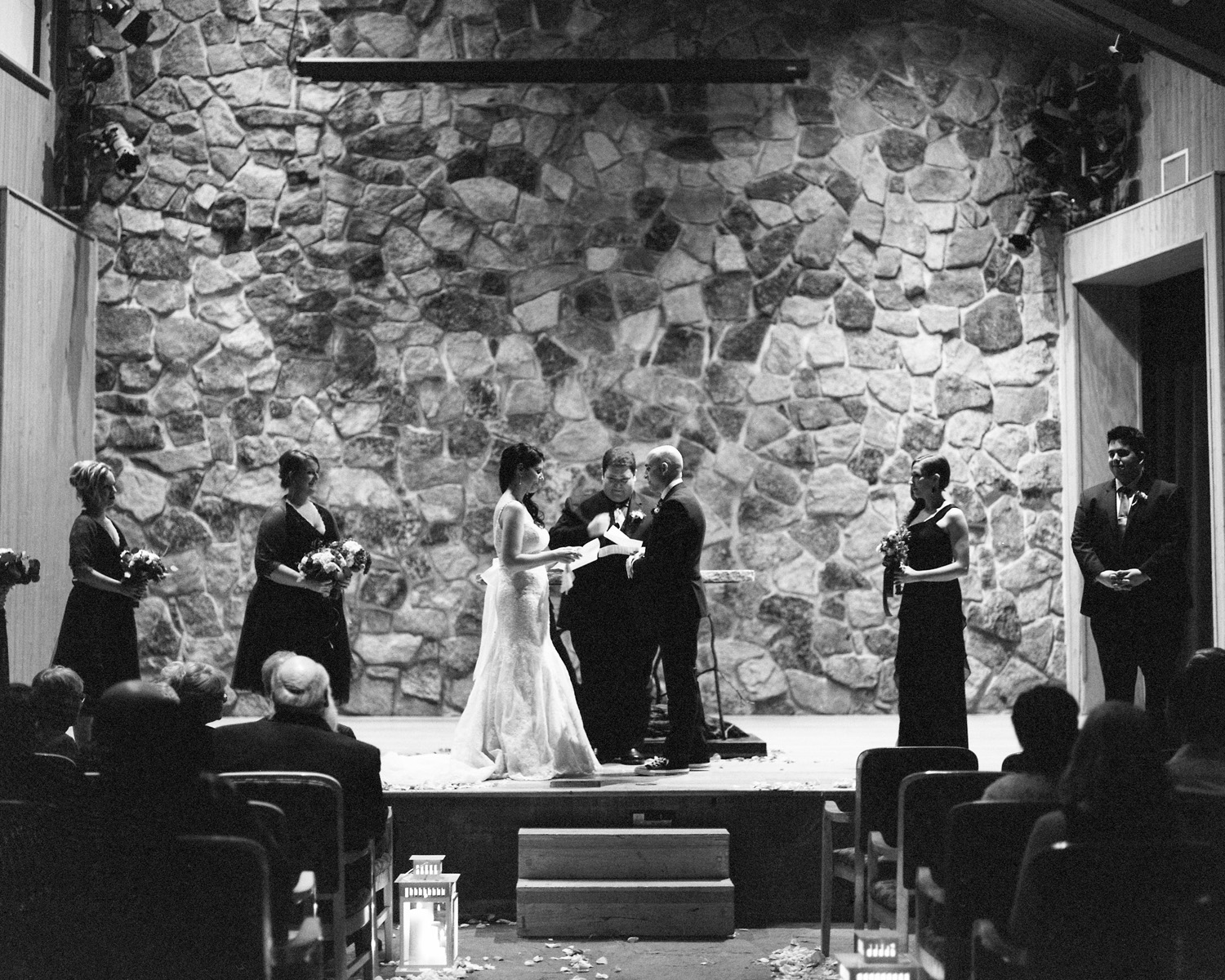 Sleeping Lady Mountain Resort in Leavenworth Winter wedding ceremony photography in the Salmon Gallery