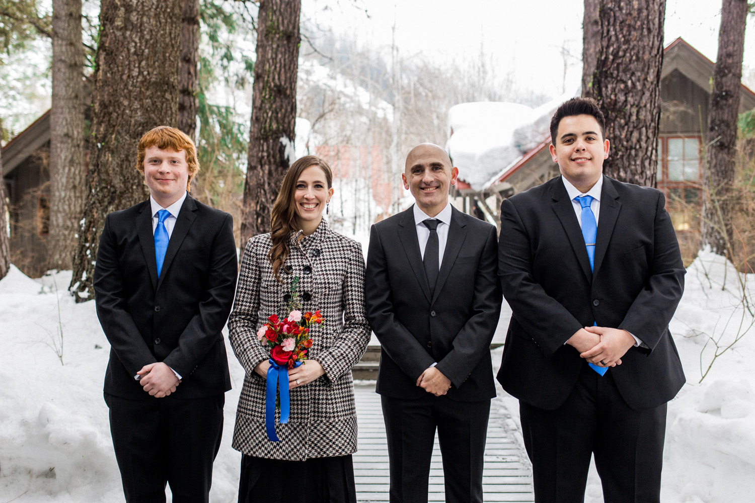 Bridal Party at the Sleeping Lady Mountain Resort in Leavenworth Winter wedding photography