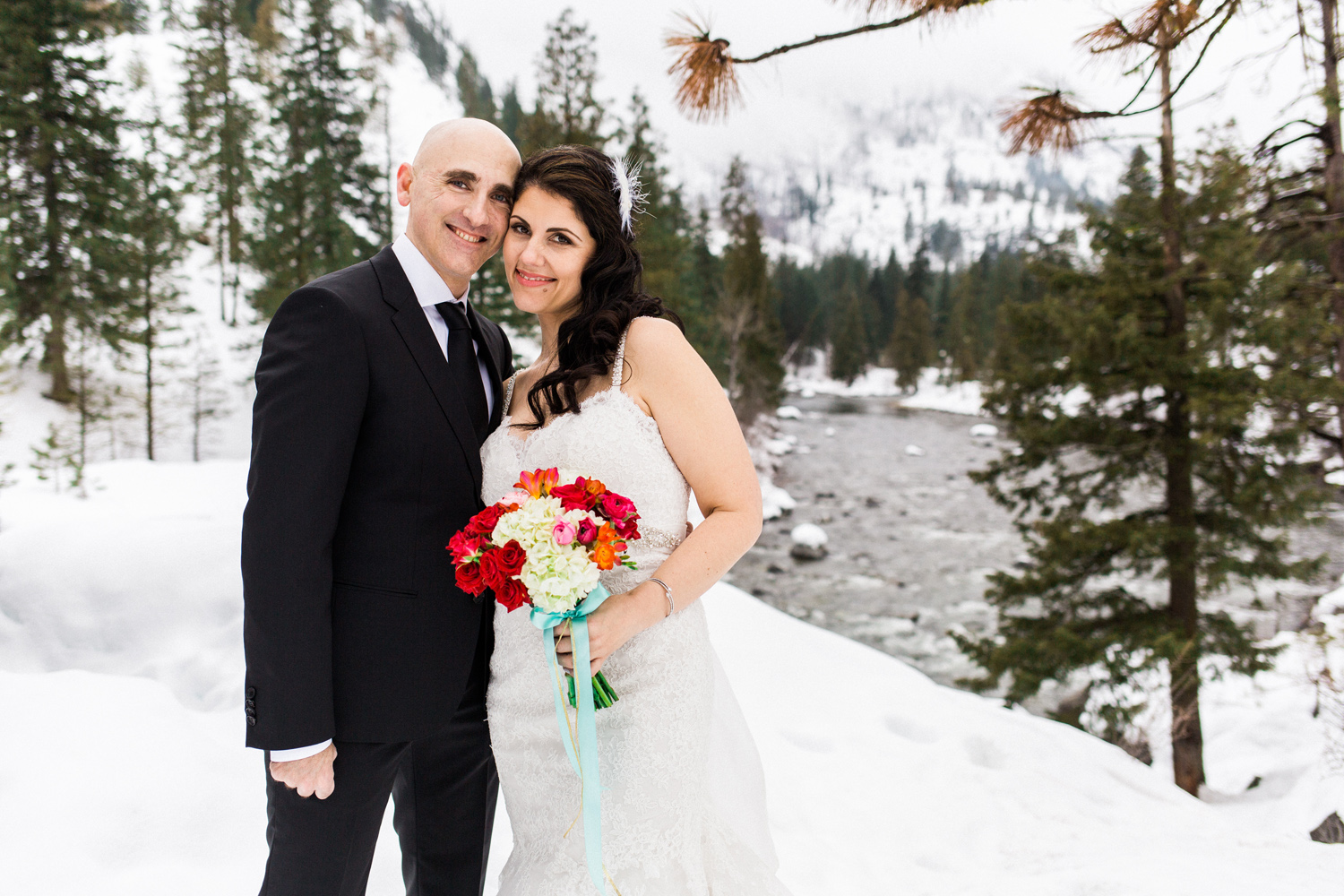 Sleeping Lady Mountain Resort in Leavenworth Winter wedding photography by the icicle creek