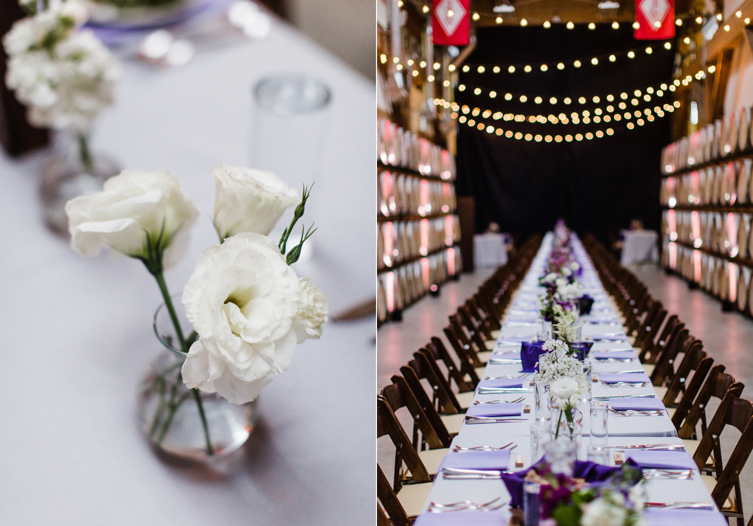 Long Farm Style Reception Table at Westland Distillery Seattle Wedding Venue by Alexandra Knight Photography