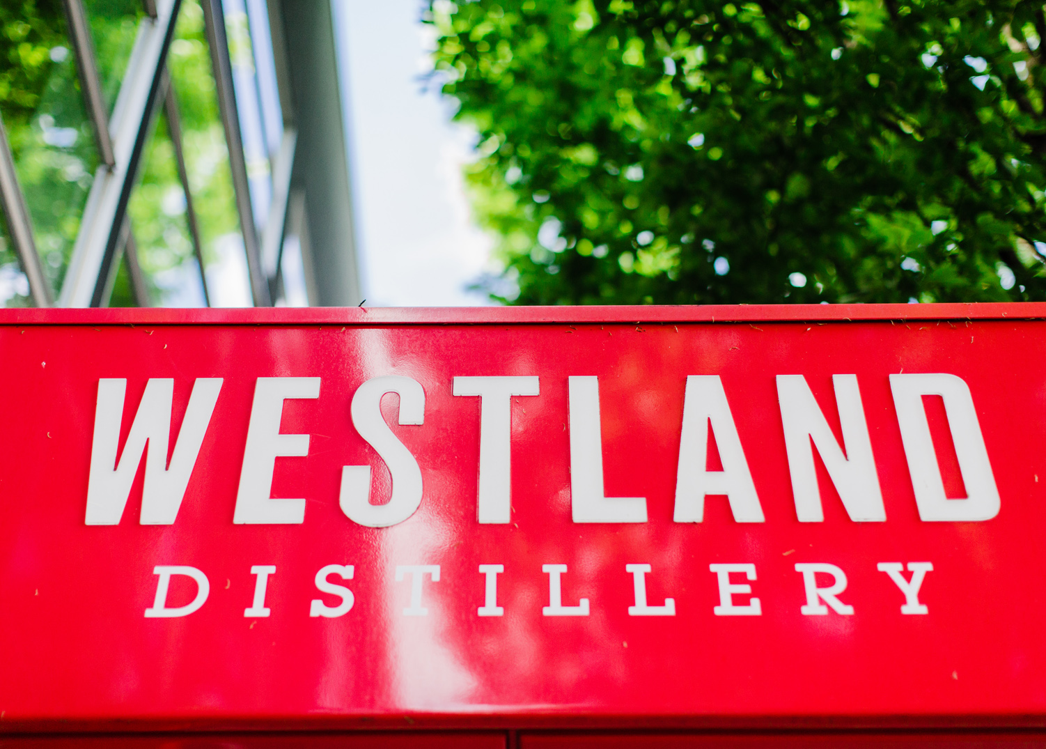 Westland Distillery in SODO Entry Marquee Sign Seattle Wedding Photographer