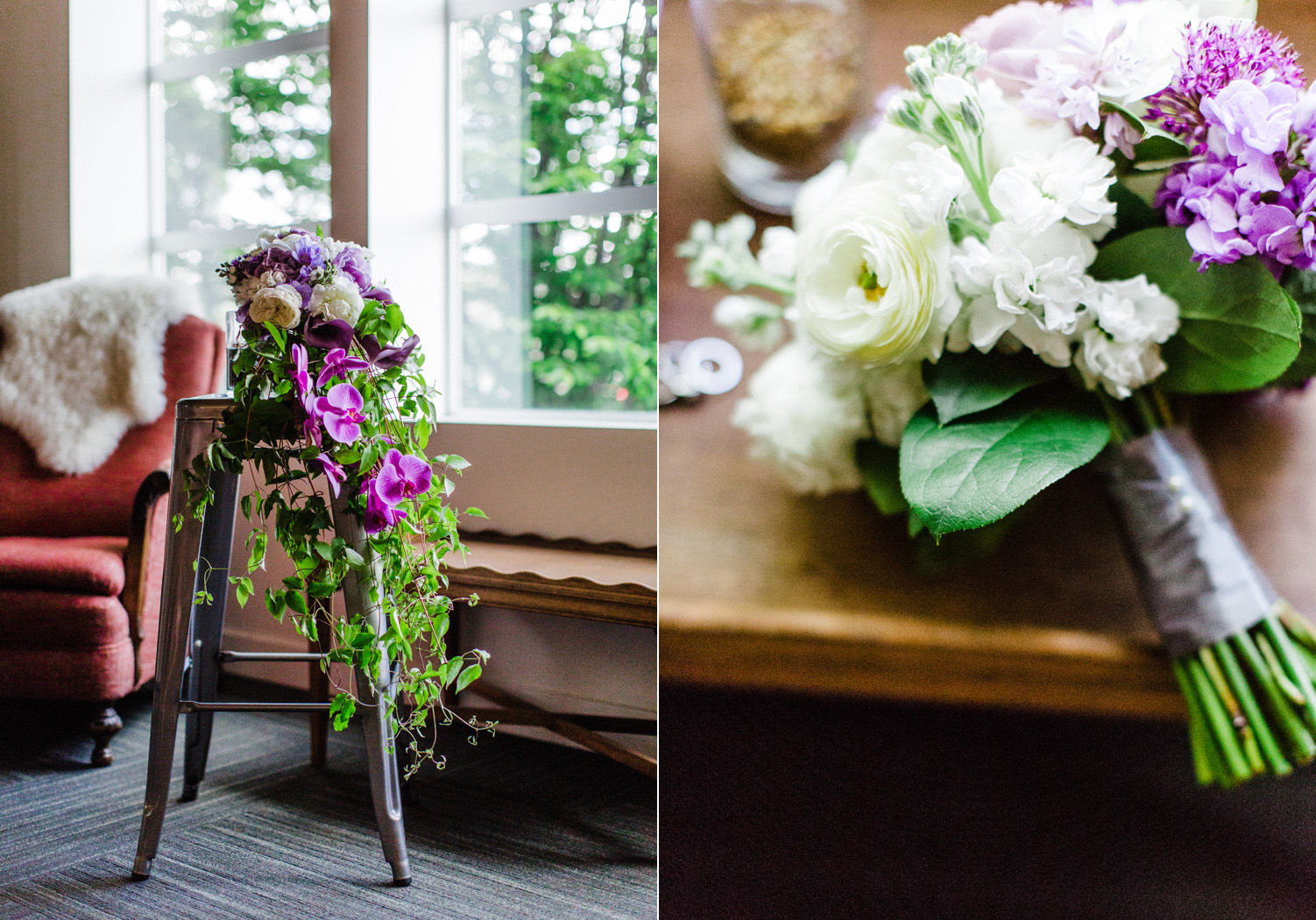 Columbia City Floral Cascading Bridal Bouquet Seattle Wedding Photographer Alexandra Knight Photography