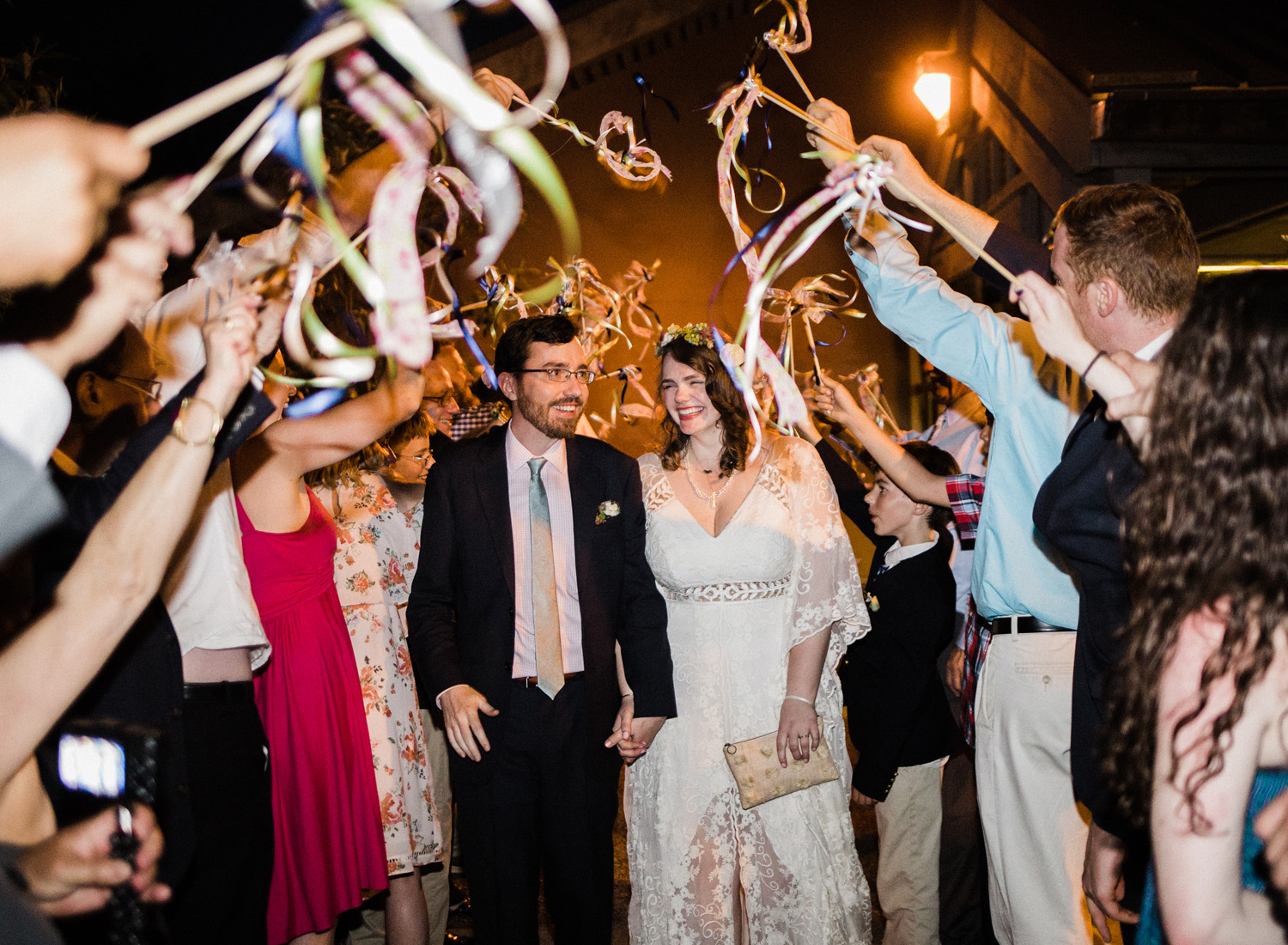 University of Washington Center for Urban Horticulture Wedding Reception Grand Exit with Ribbon Wands