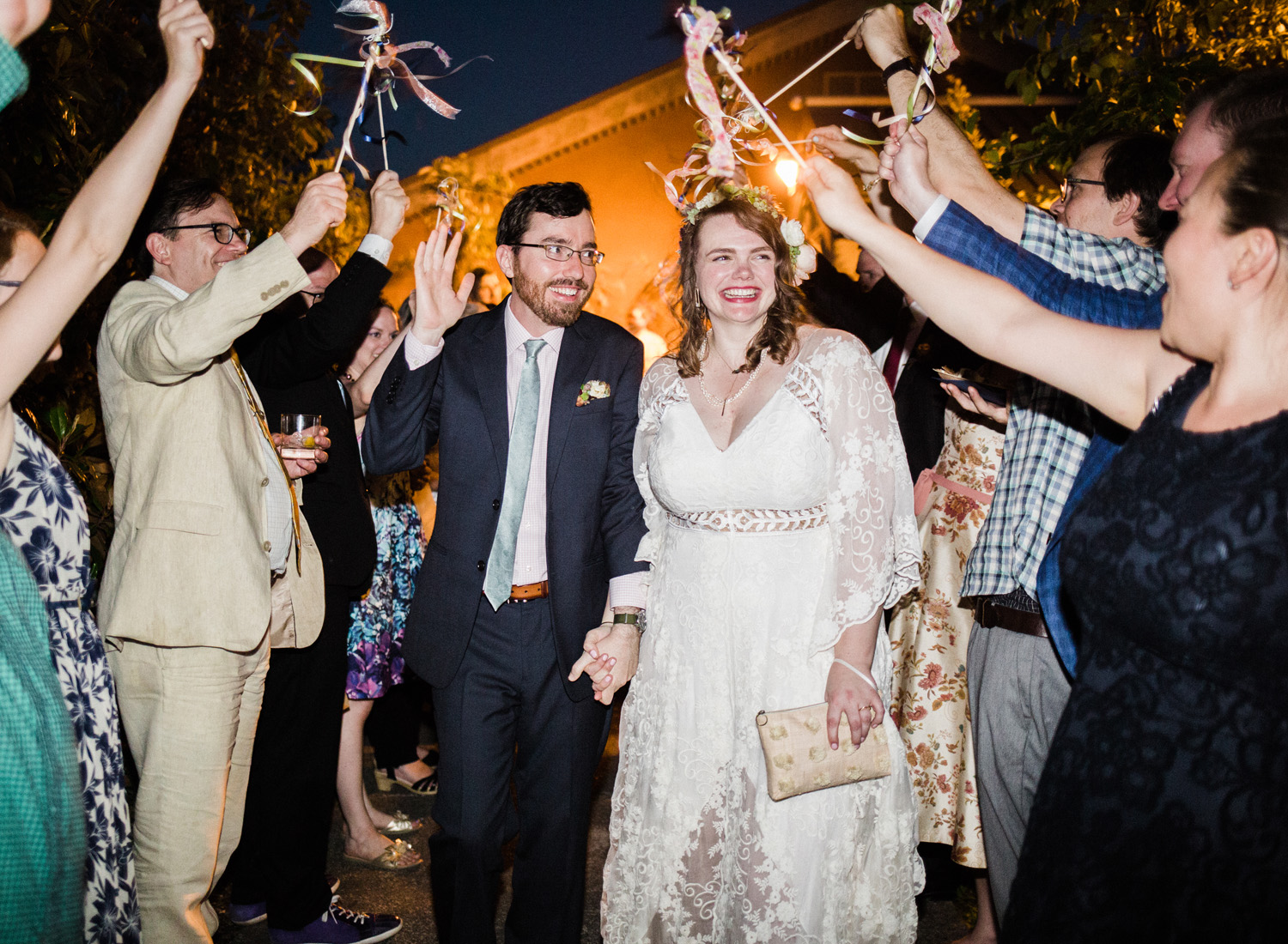 University of Washington Center for Urban Horticulture Wedding Reception Grand Exit with Ribbon Wands