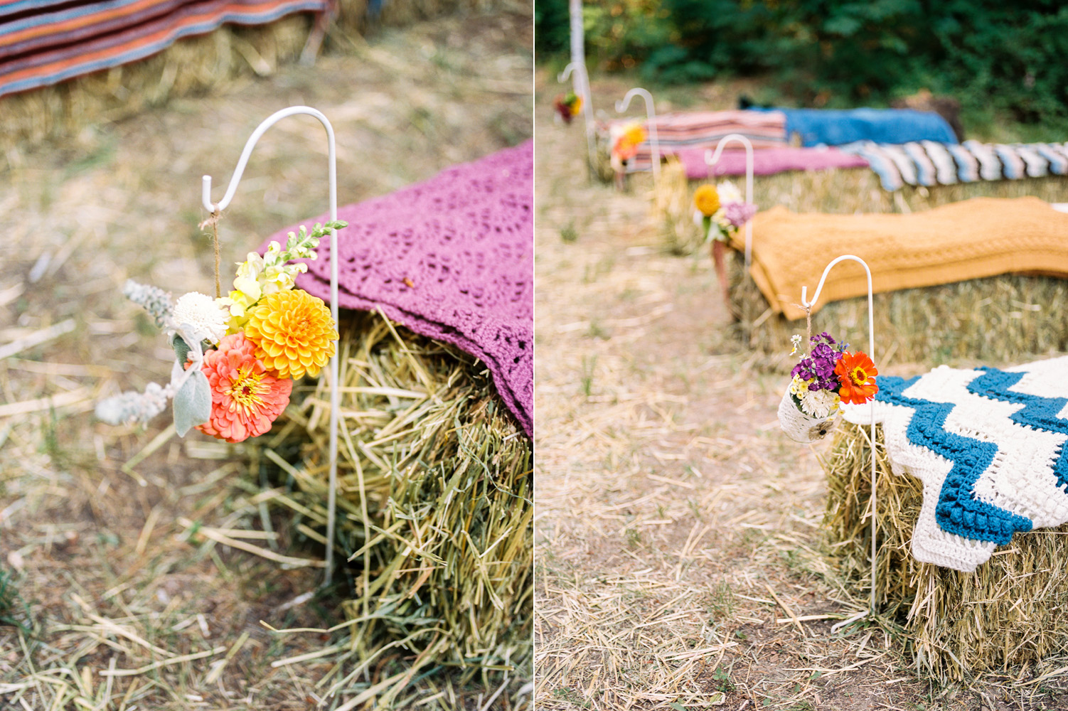 diy boho wedding aisle decorations with hand picked flowers.jpg