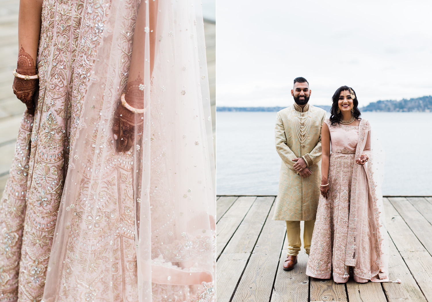 Alexandra Knight Photography Seattle Indian Wedding Photographer blush pink and gold bride and groom dress lehenga.jpg