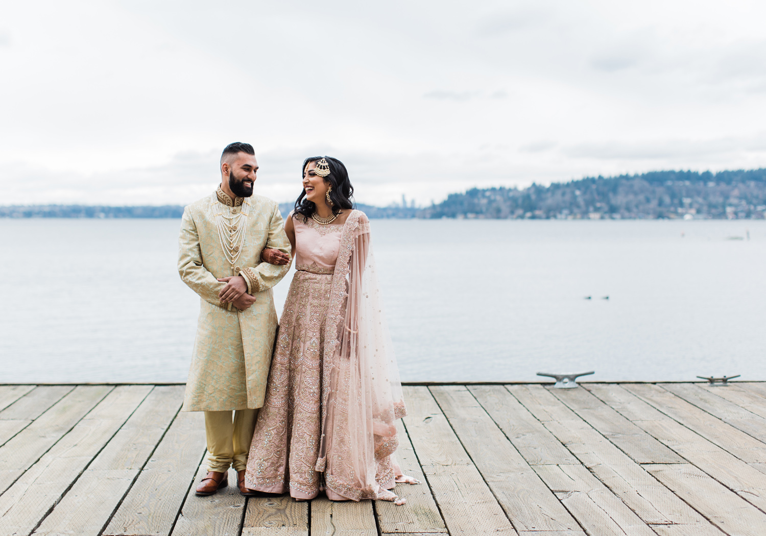 Alexandra Knight Photography Seattle Indian Wedding Photographer Lakeside Hyatt Wedding Venue blush and gold dress.jpg