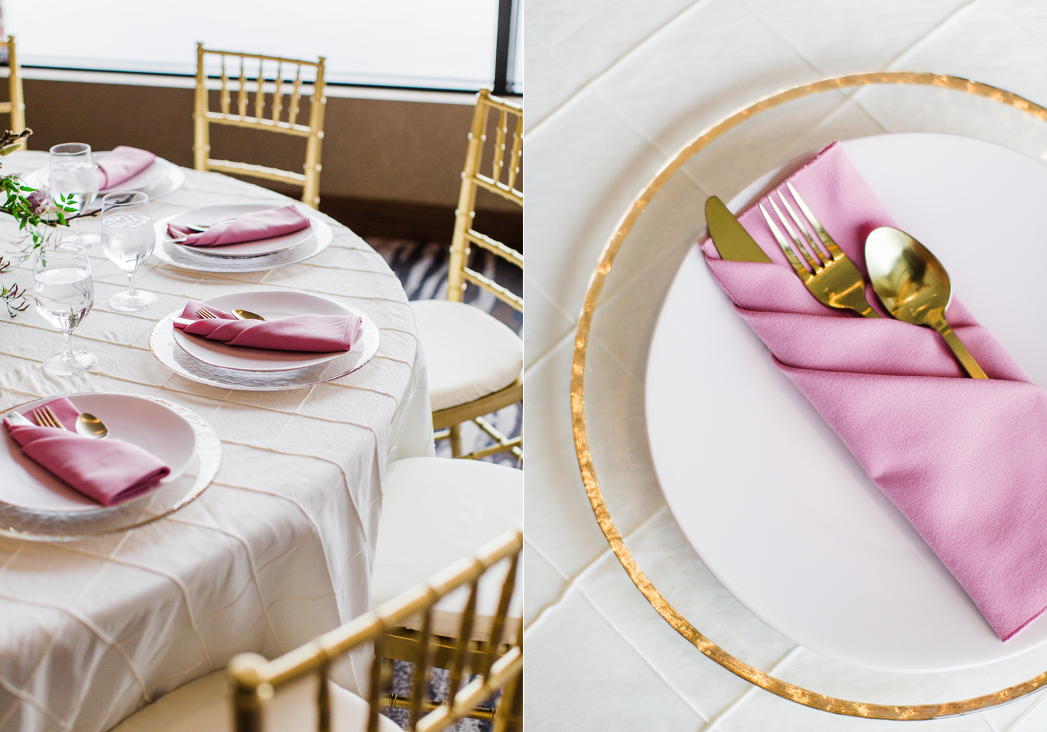 Alexandra Knight Photography Seattle Wedding Photographer pink and gold tropical wedding reception table decor.jpg
