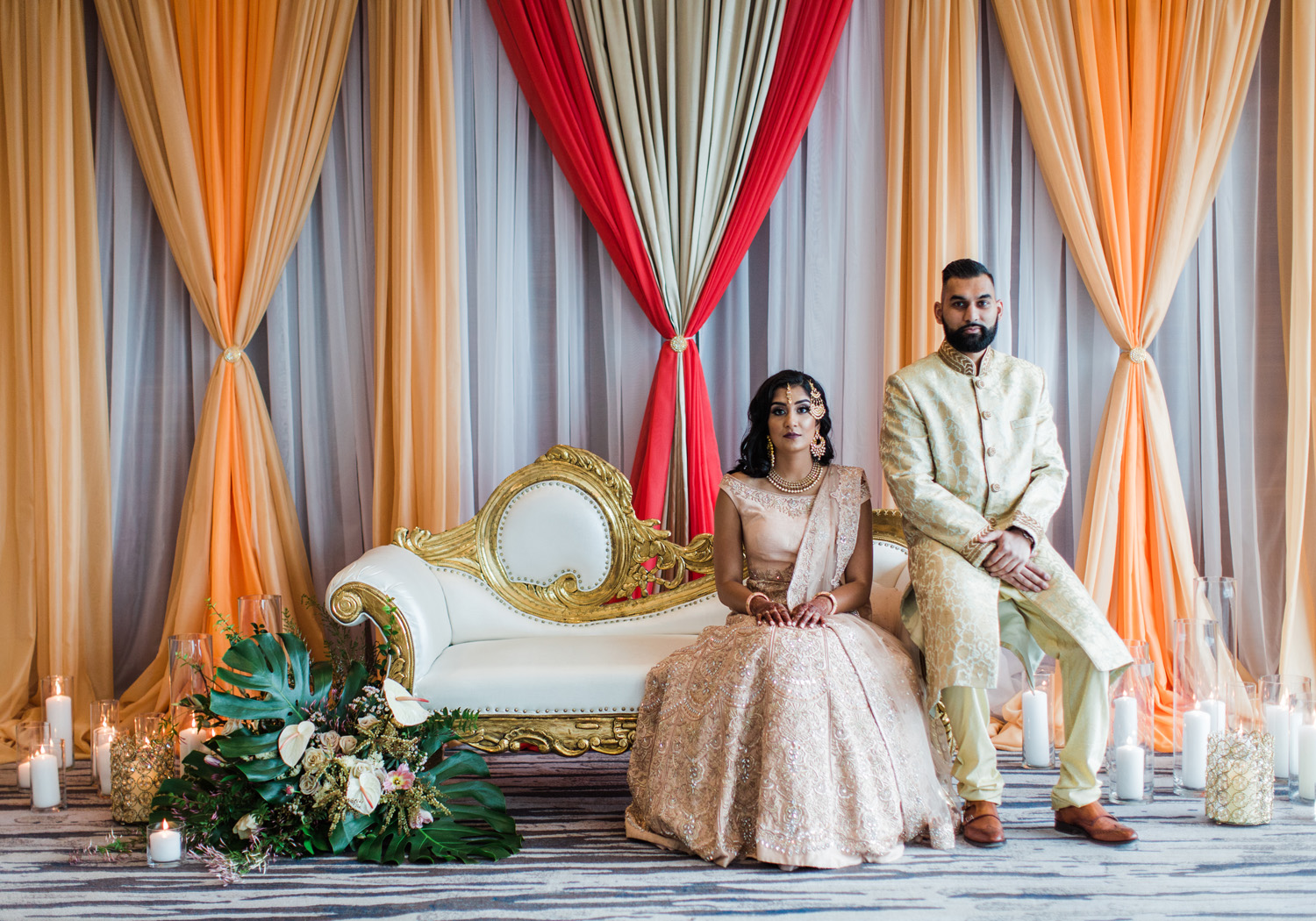 Alexandra Knight Photography Seattle Indian Wedding Photographer red and orange mandap blush and gold wedding clothes.jpg