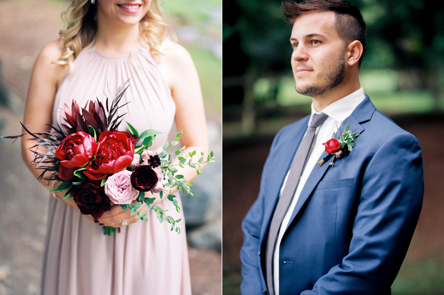 delille cellars blush and navy blue winery wedding photography.jpg