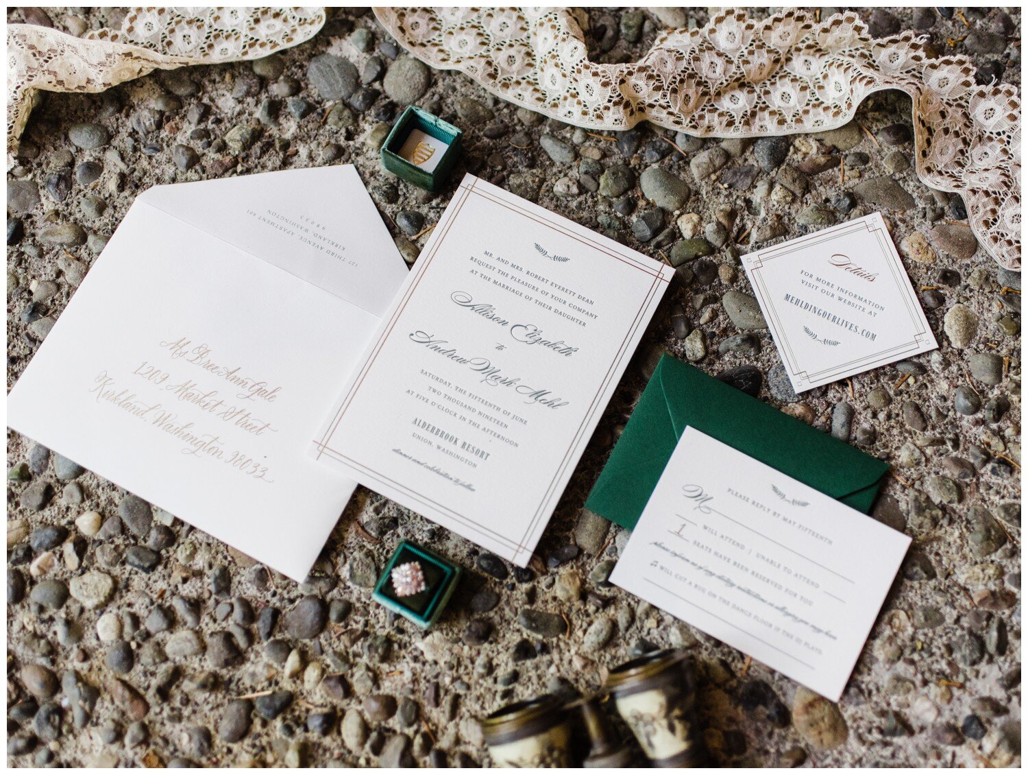 Invitation suite for an Alderbrook Resort wedding