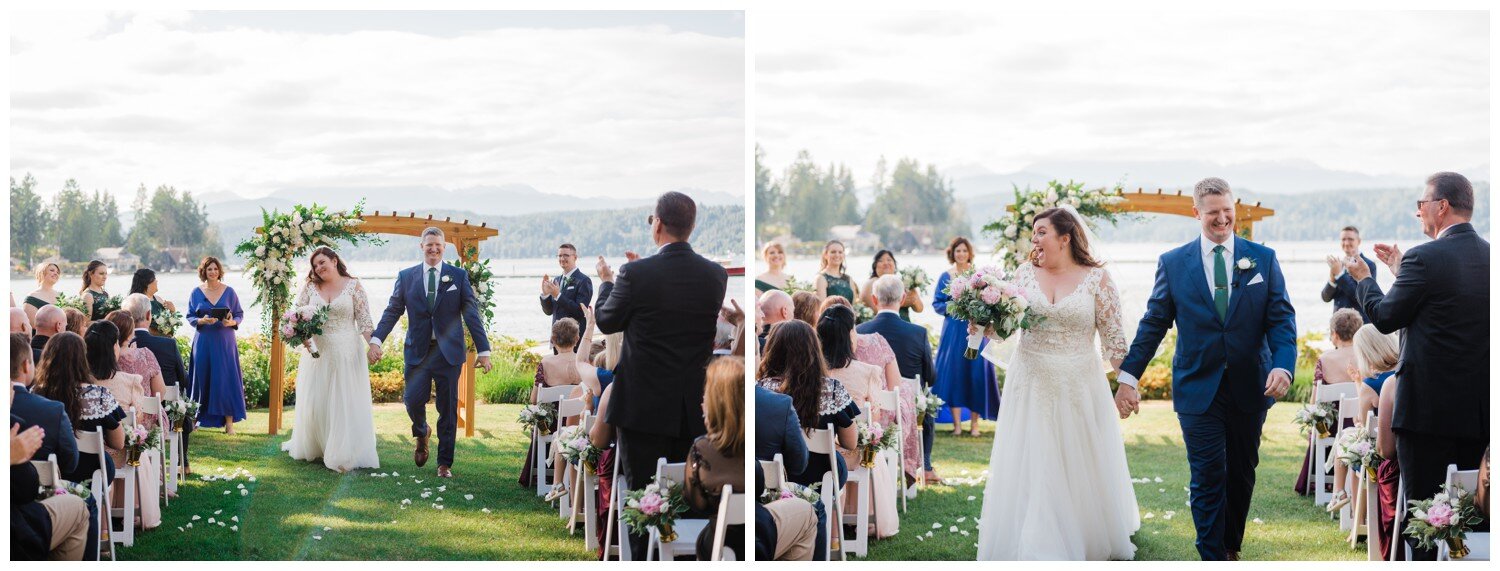 Bride and groom just married at Alderbrook Resort