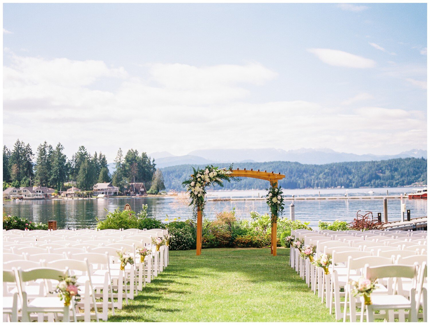 Waterfront ceremony at Alderbrook Resort and Spa