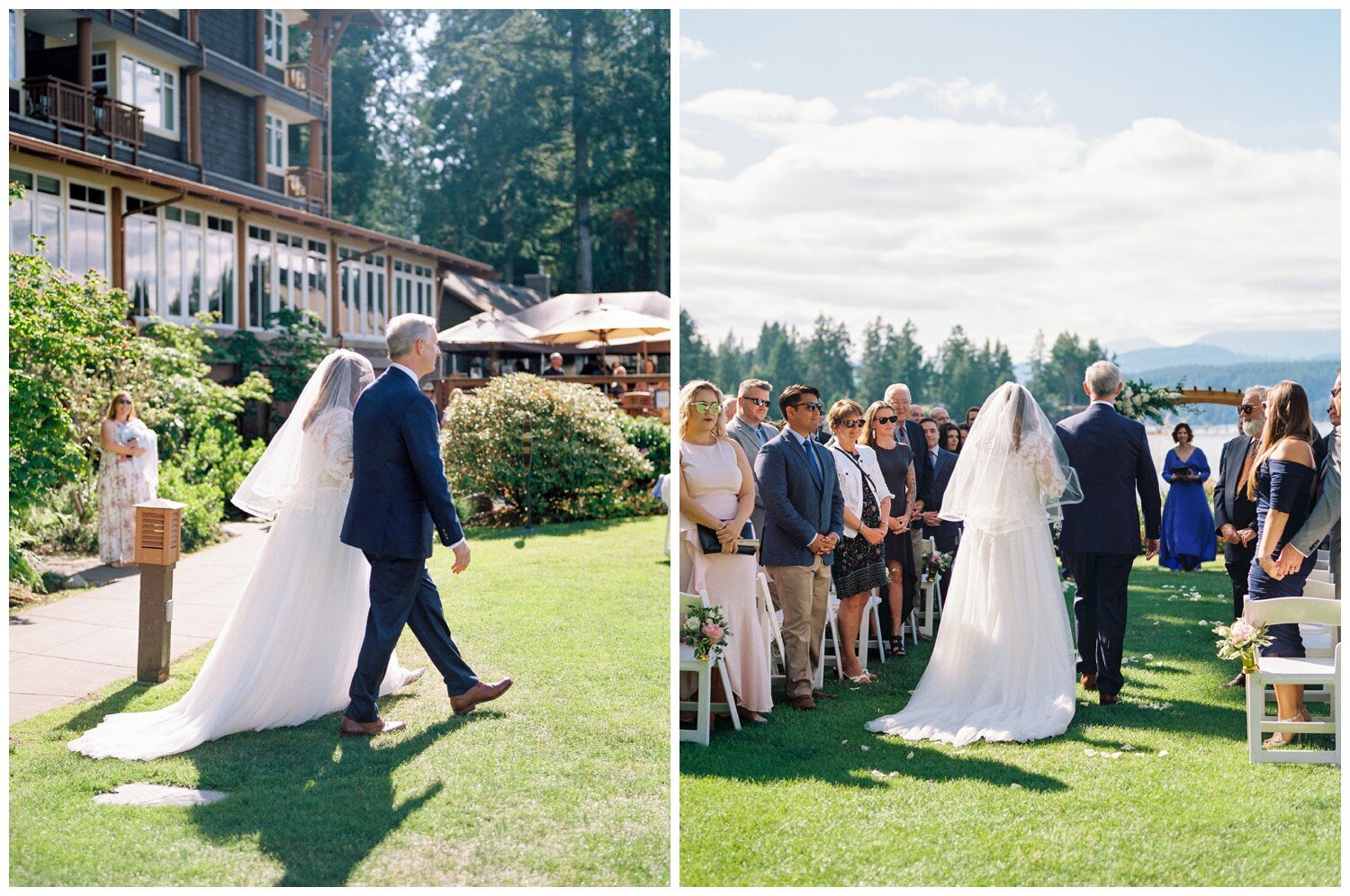 Alderbrook Resort and Spa waterfront wedding ceremony processional