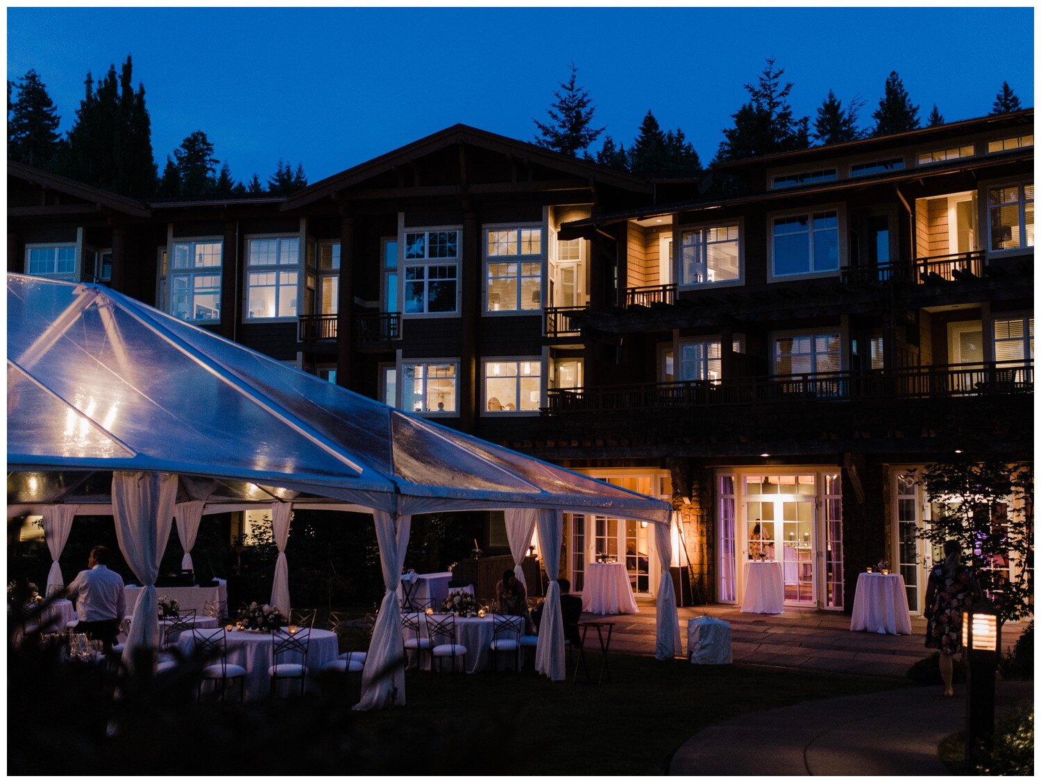 Alderbrook Resort and Spa wedding reception at night