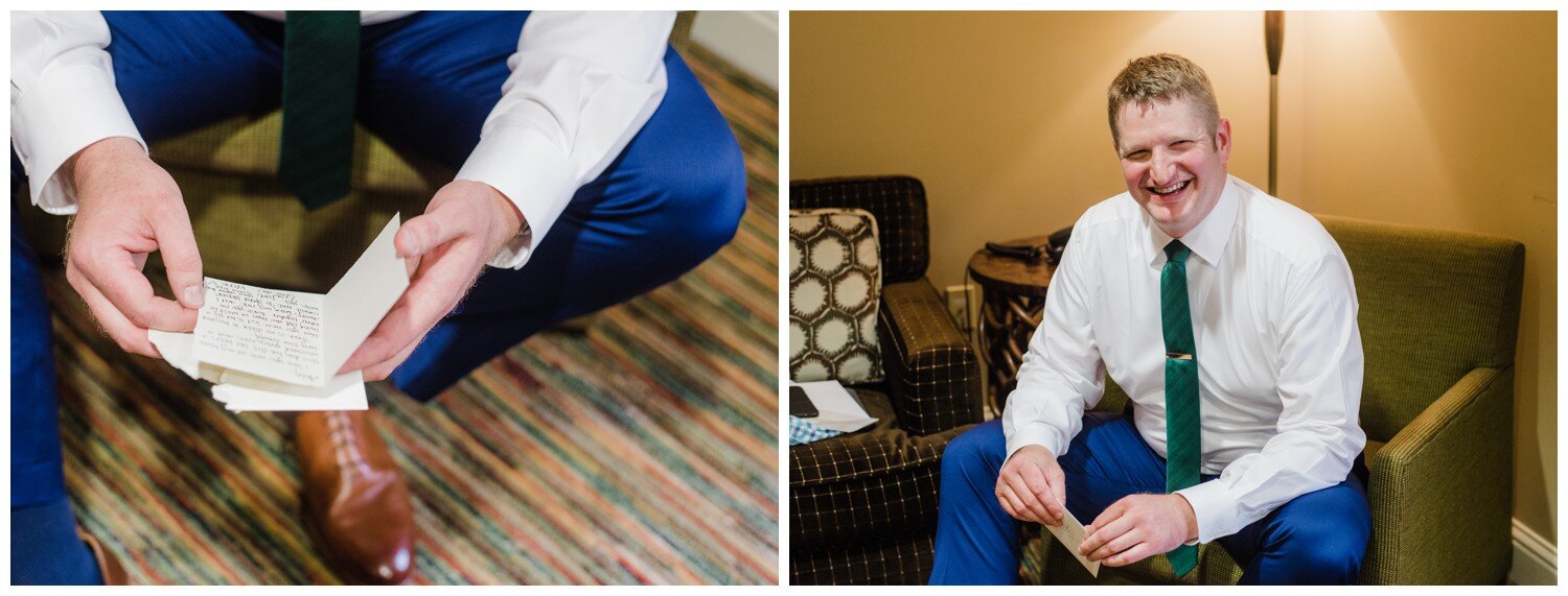 Groom getting ready at Alderbrook Resort