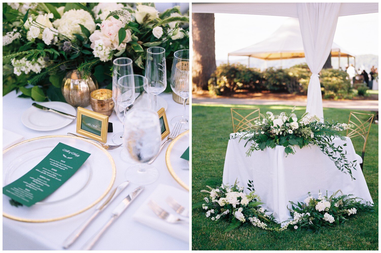 Alderbrook Resort wedding reception and sweet heart table