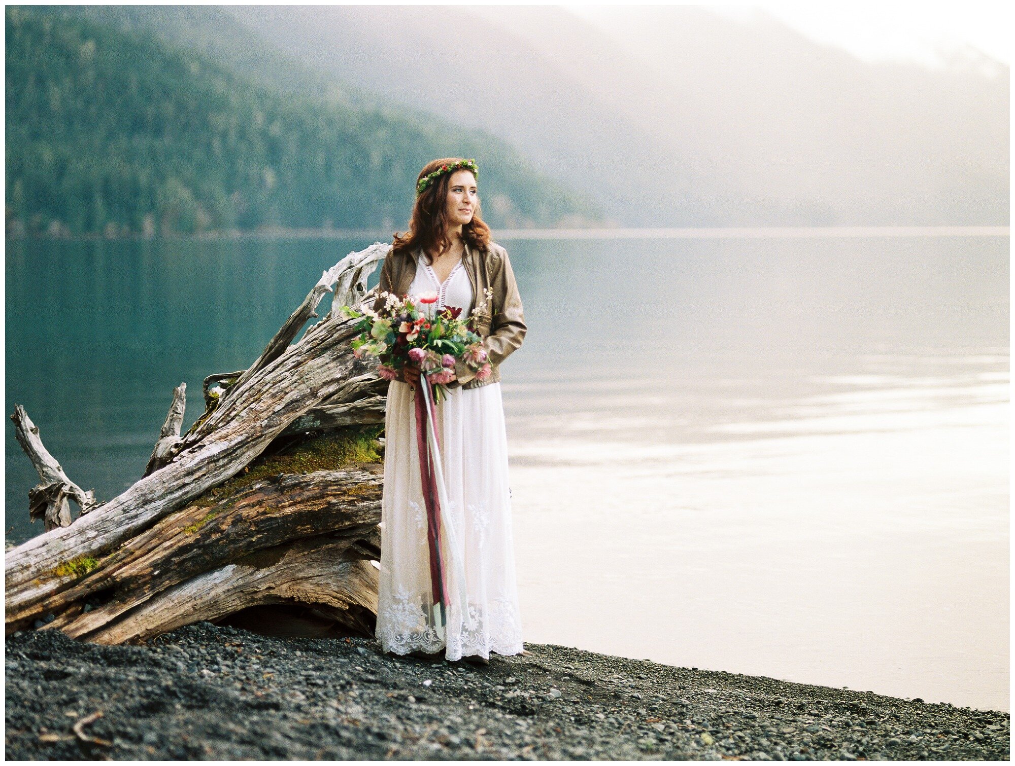 Lake Crescent Lodge boho wedding elopement photography