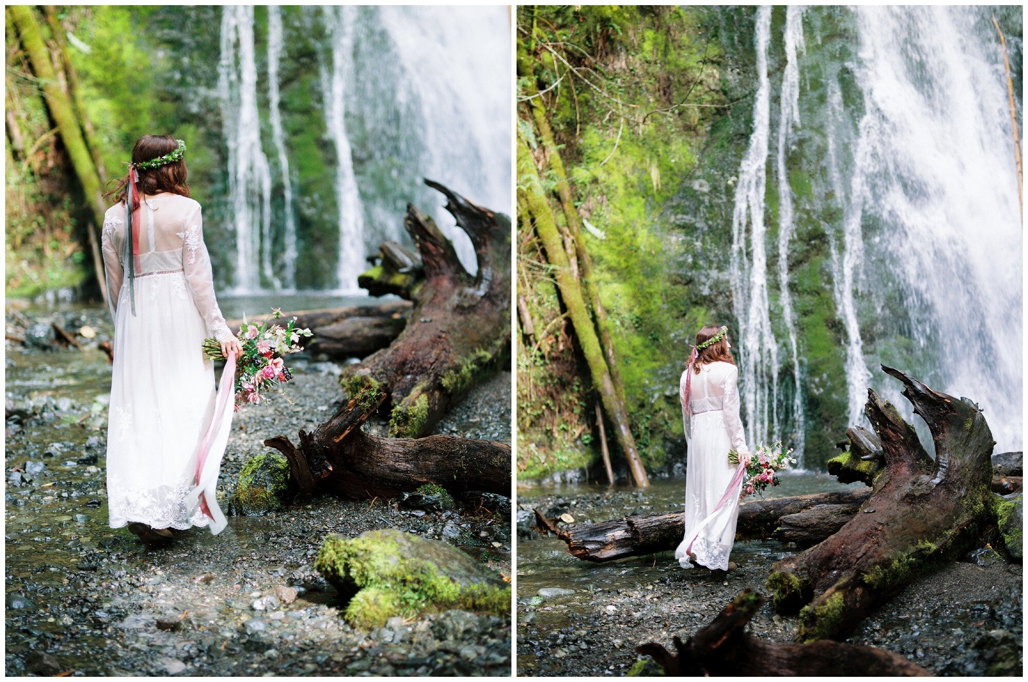 Olympic National Park waterfall elopement photography