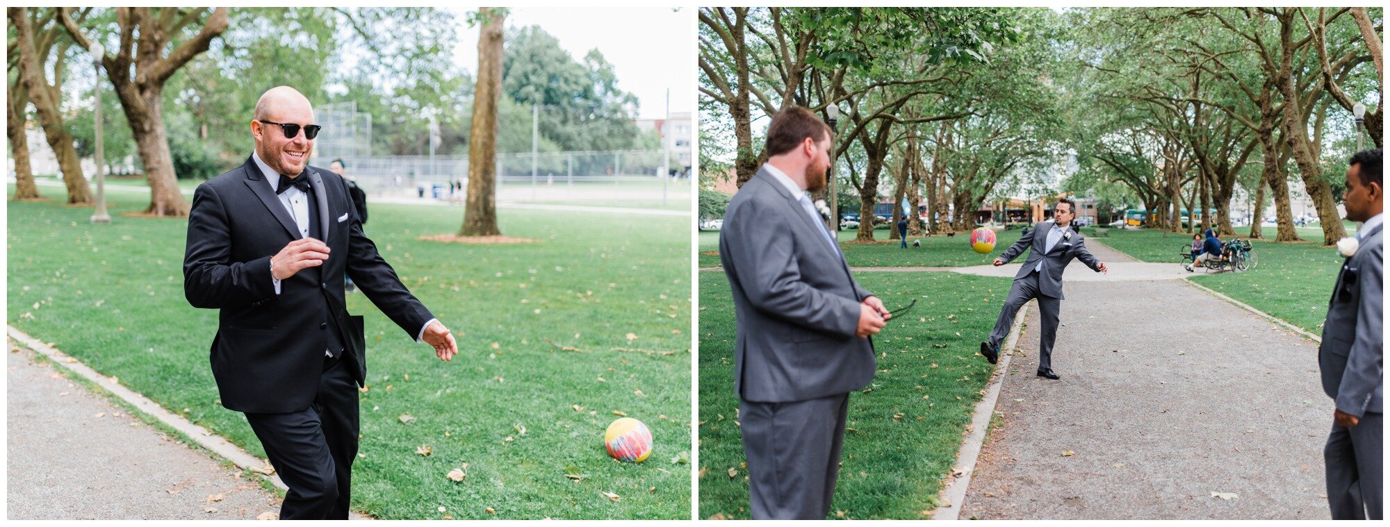 great hall at green lake candid groomsmen photography.jpg