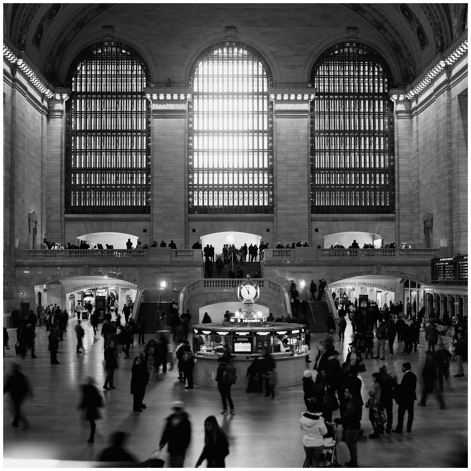 grand central station long exposure on black and white film.jpg