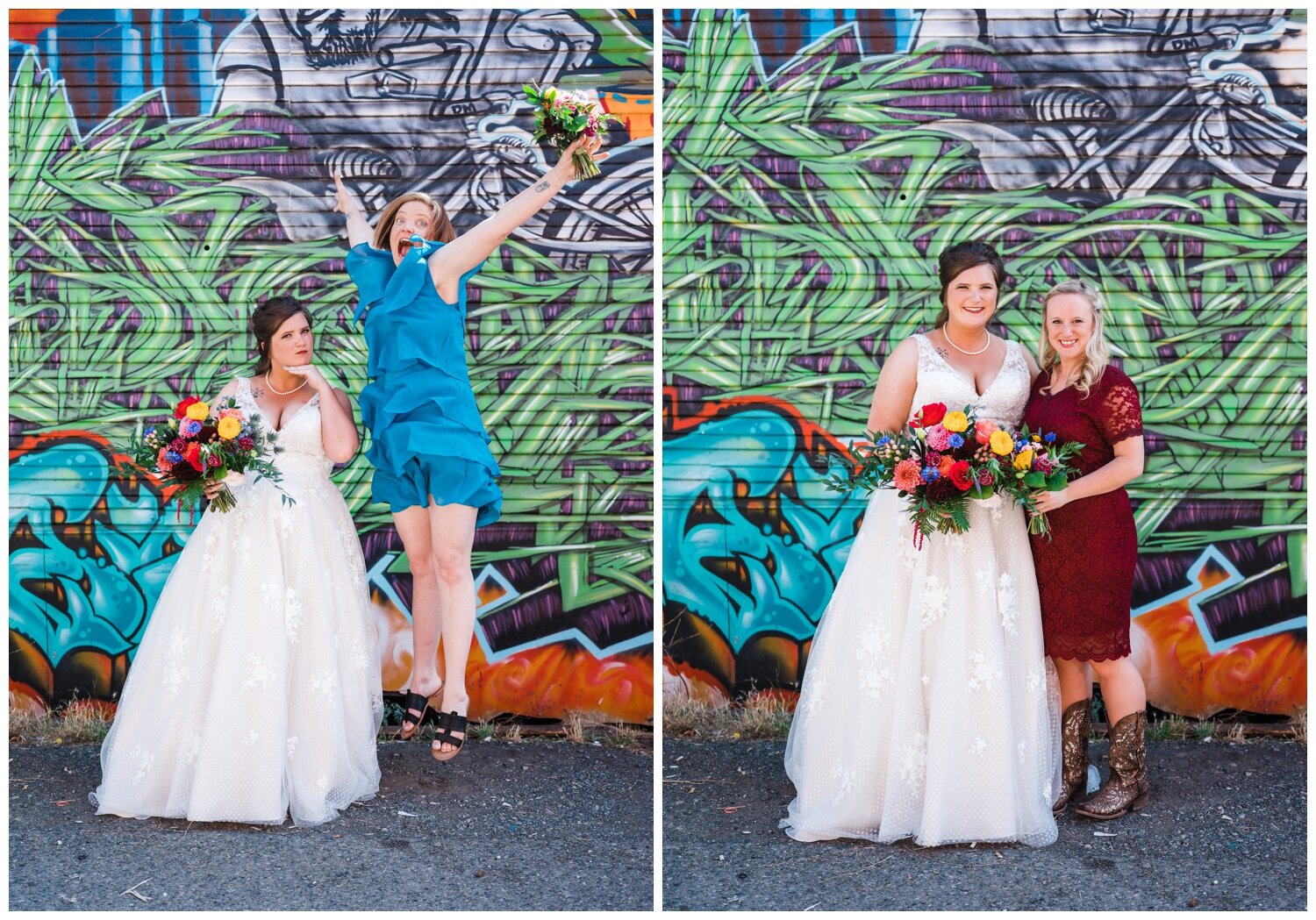 Colorful Wedding Party Portrait Photography in Georgetown Seattle
