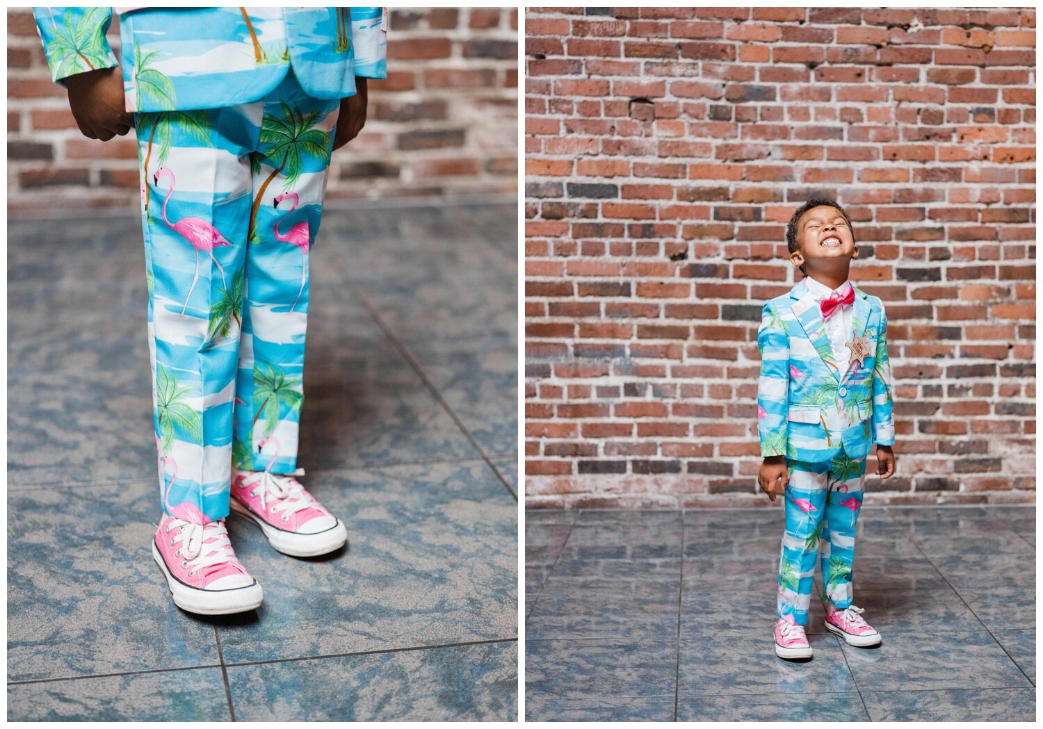 Colorful Flamingo Patterned Ring Bearer Suit