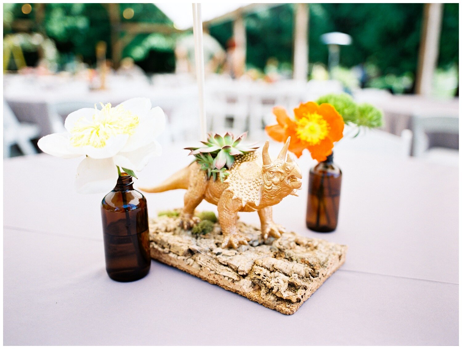 Dinosaur Themed DIY Wedding Reception Centerpieces 