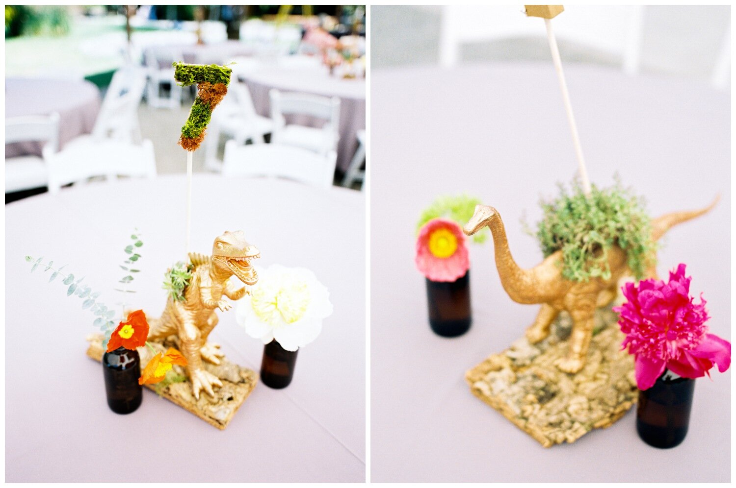 Dinosaur Themed DIY Wedding Reception Centerpieces 