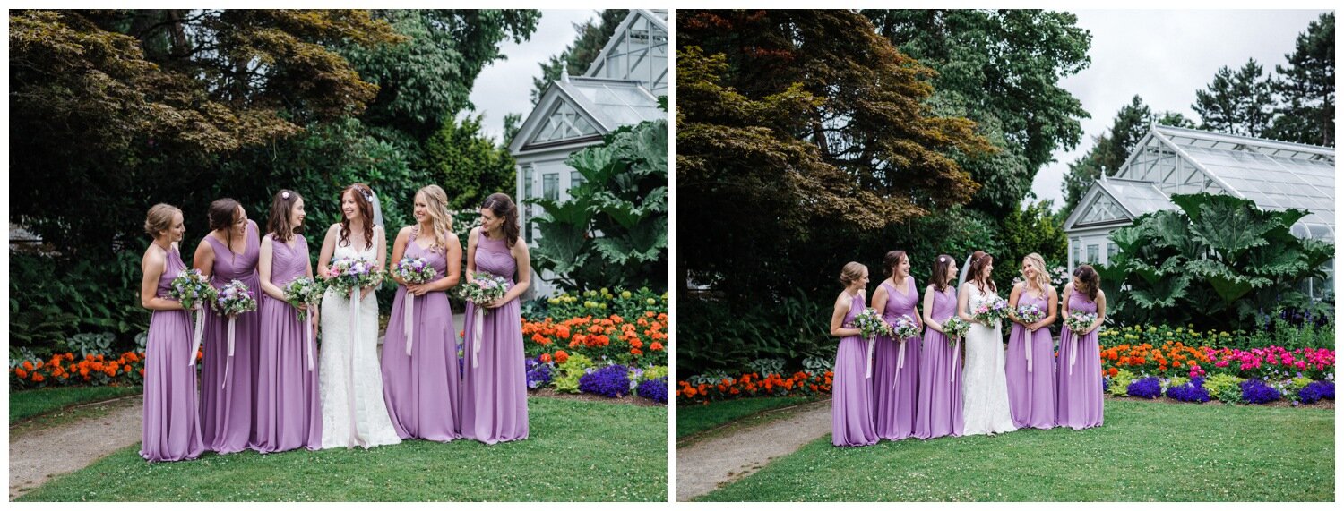 Purple Wedding Party Photography at the Volunteer Park Conservatory