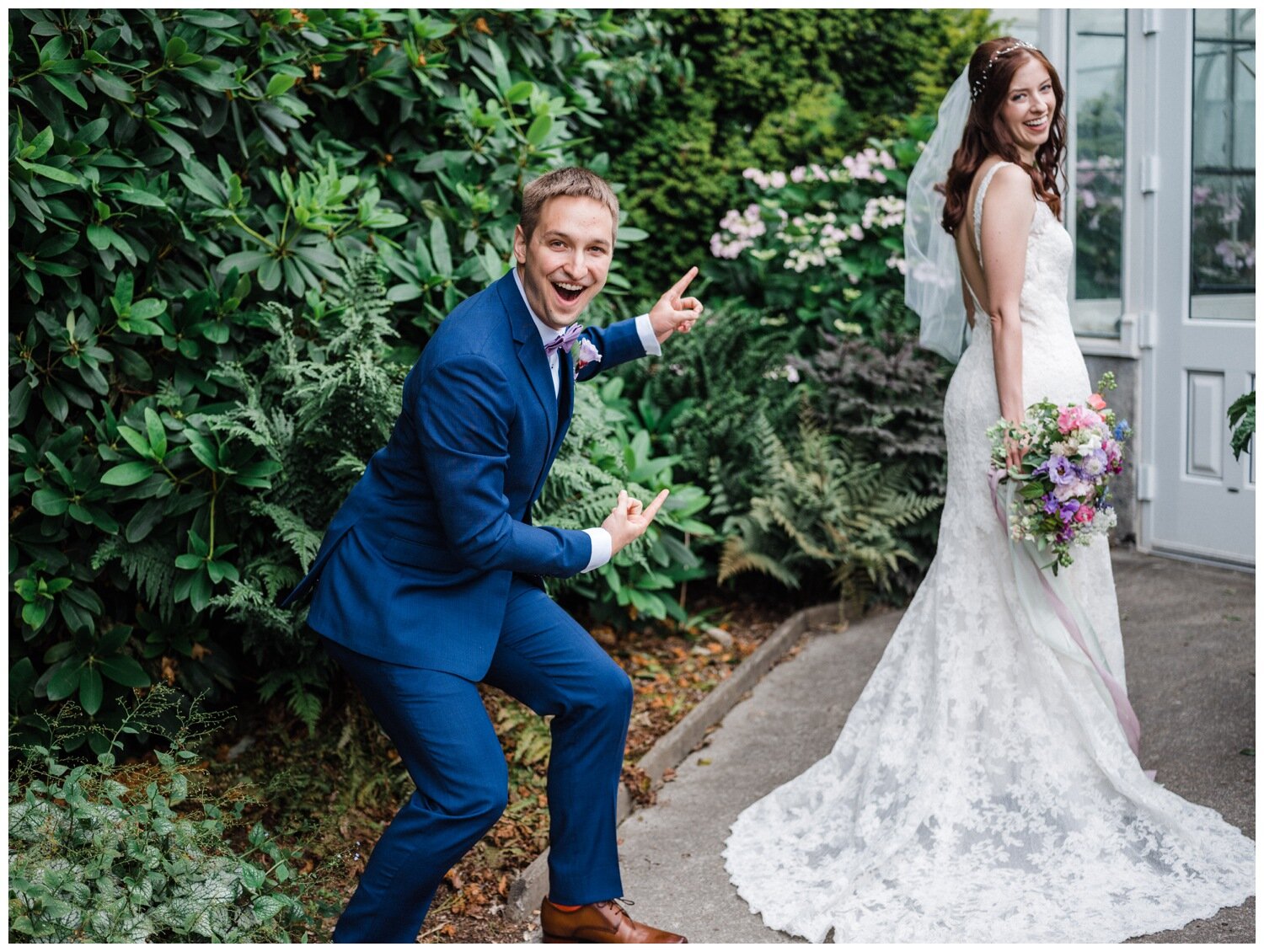 Bride and Groom Portraits at the Volunteer Park Conservatory