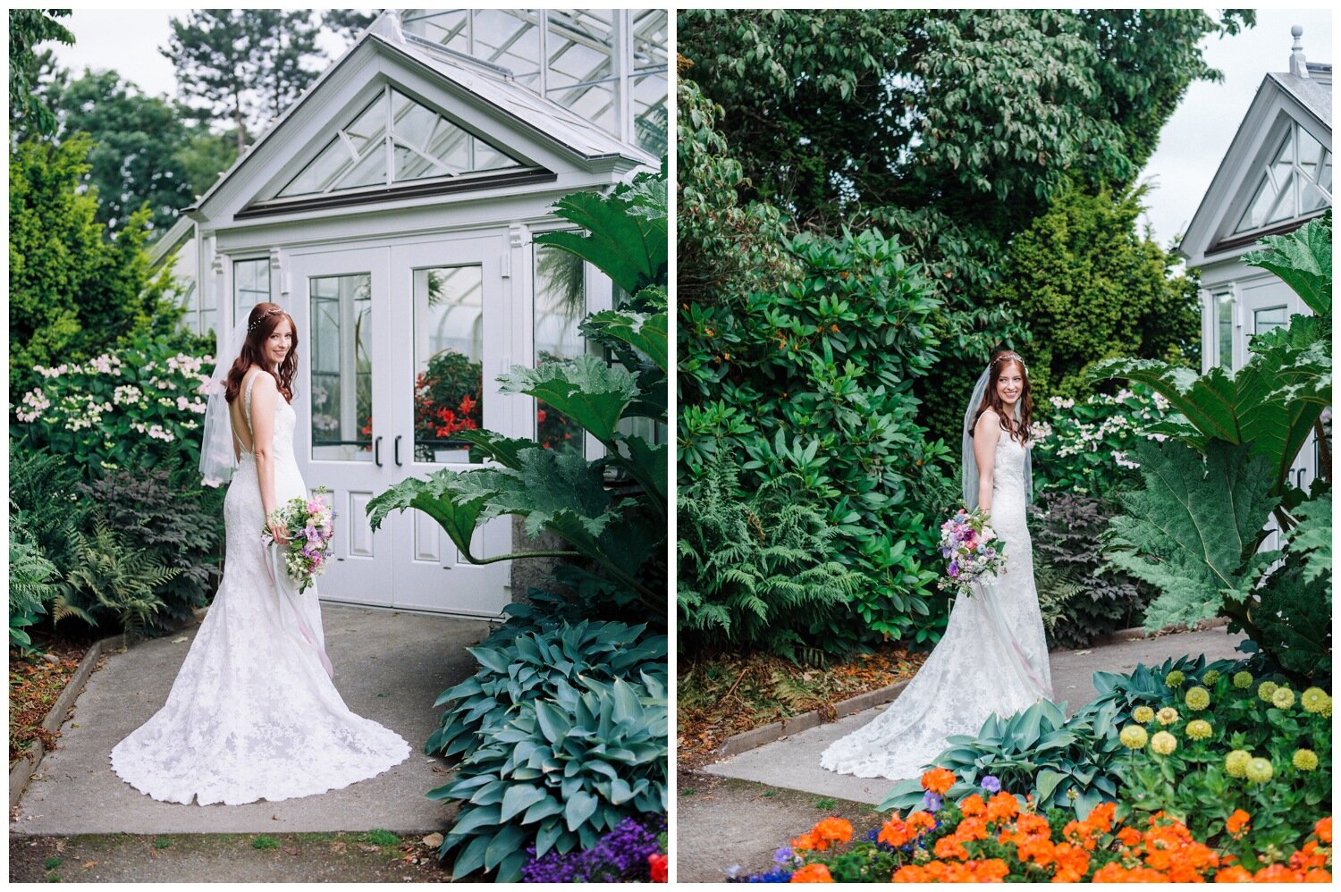 Bride and Groom Wedding Portrait Photography at the Volunteer Park Conservatory