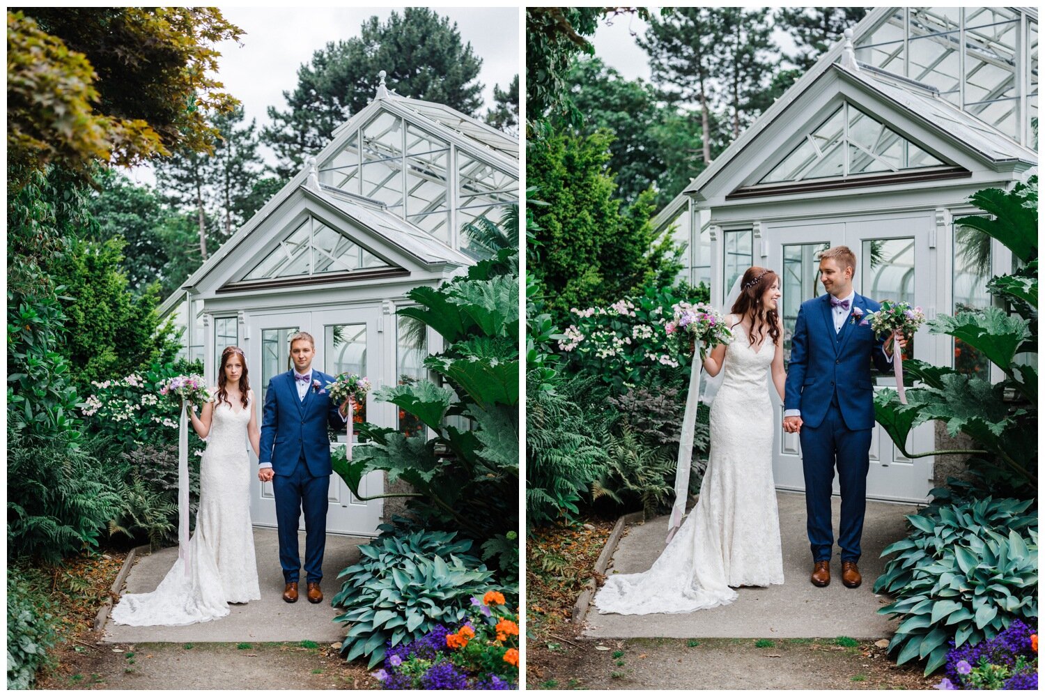 Bride and Groom Wedding Portrait Photography at the Volunteer Park Conservatory