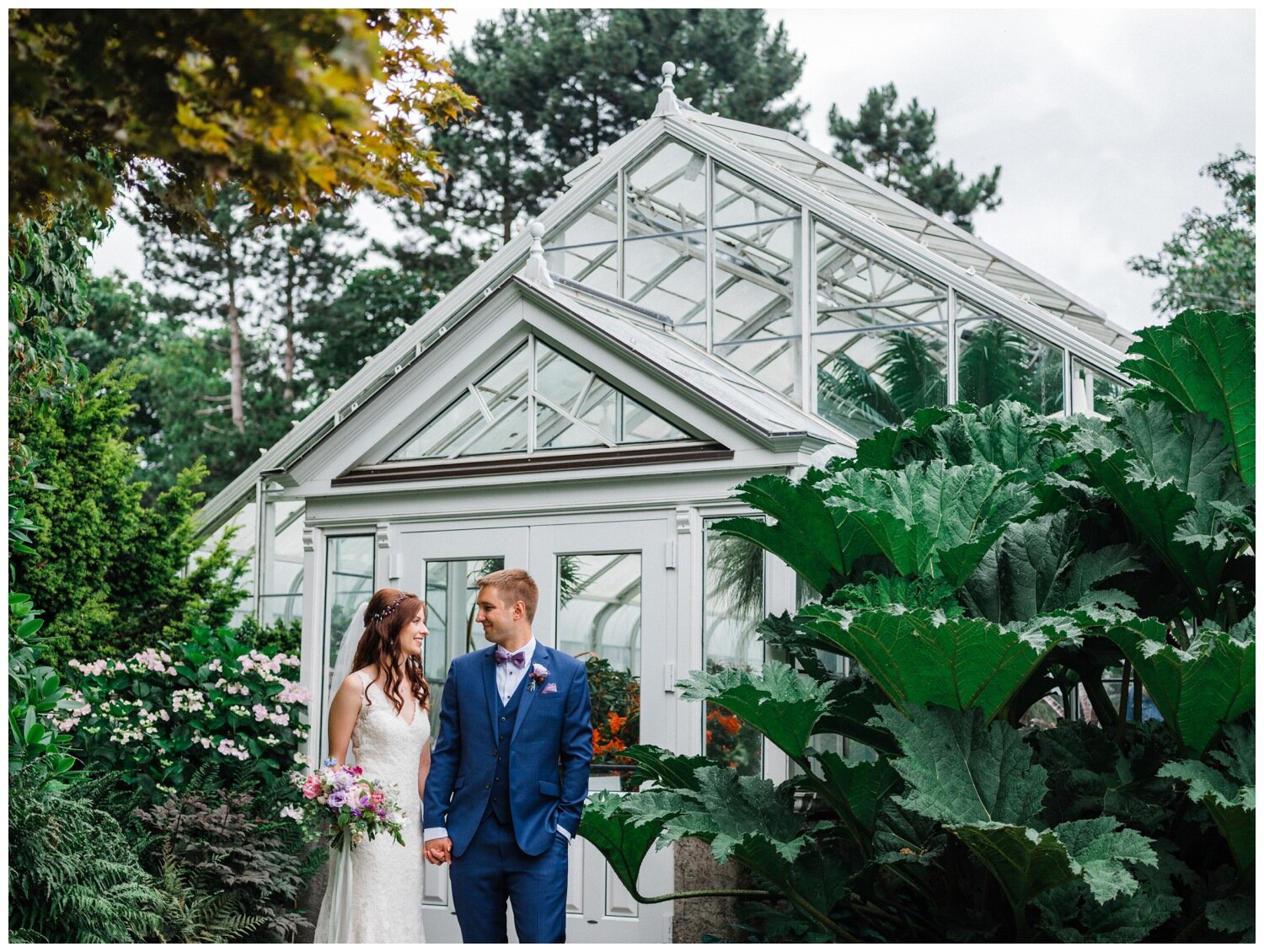 Bride and Groom Wedding Portrait Photography at the Volunteer Park Conservatory