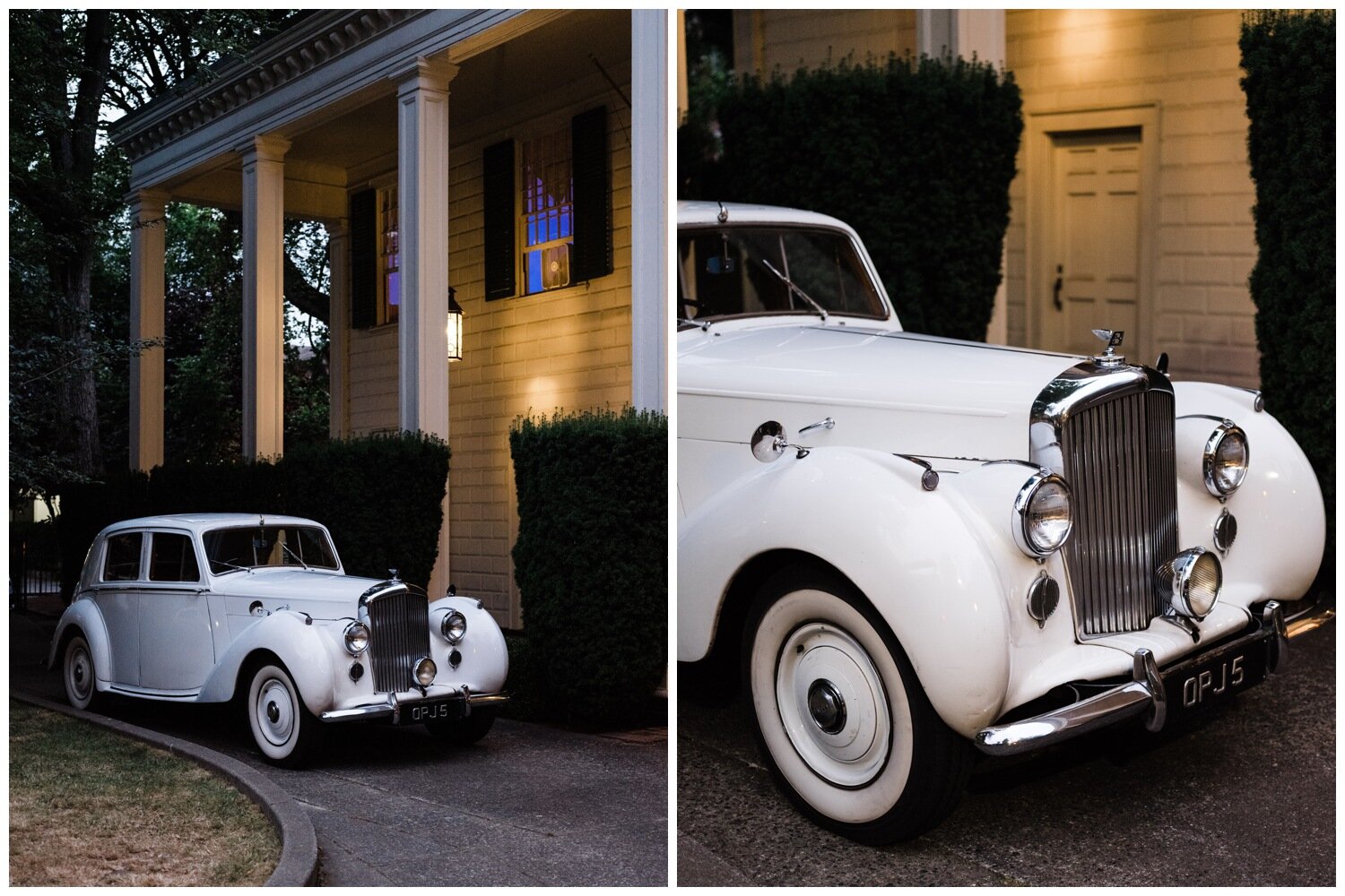 British Motor Coach Wedding Getaway Car at the Rainier Chapter House 