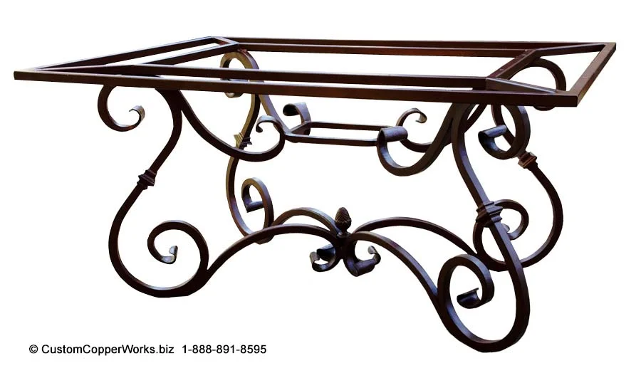    CANELA   FORGED-IRON TABLE BASE MODIFIED FOR OVAL OR RECTANGLE COPPER TOP TABLE. 
