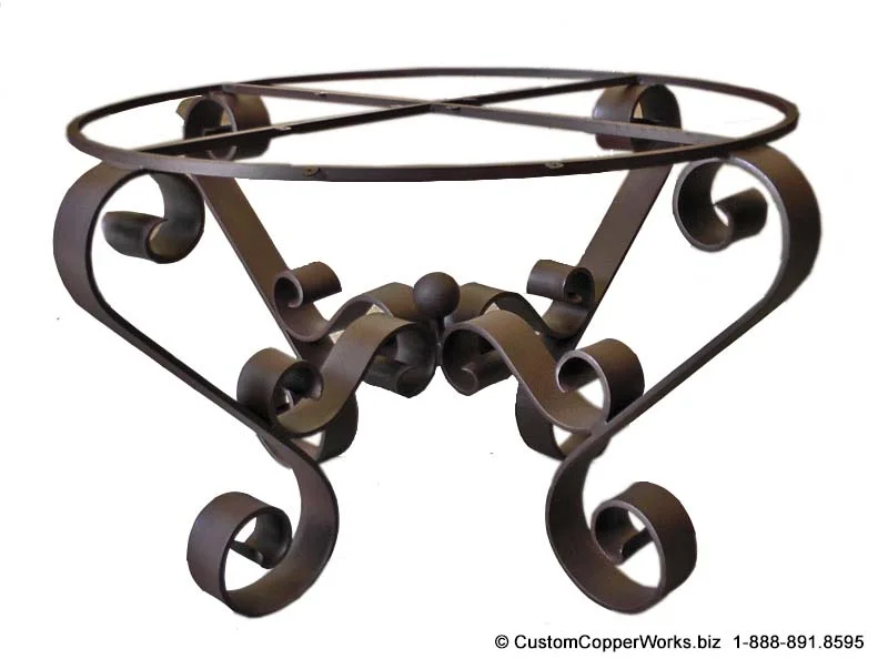    LORILISA   HAND FORGED, CURLED, FLAT IRON TABLE BASE.   