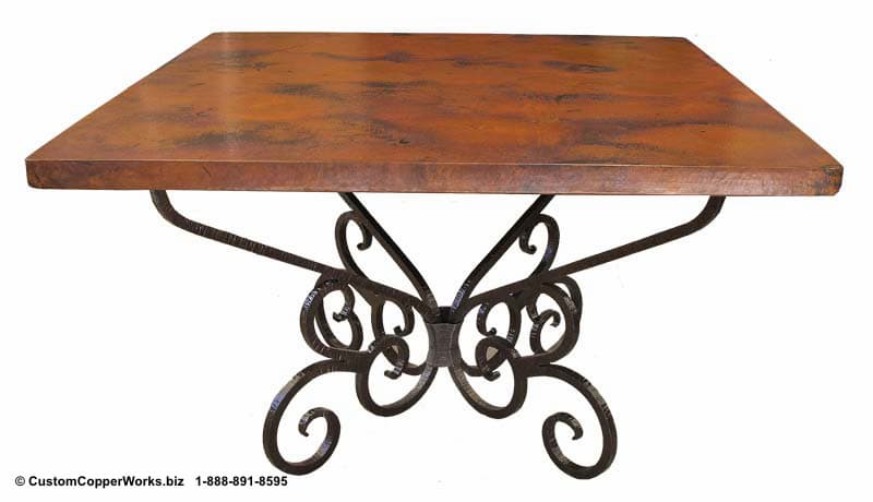 Copper Square Dining Table Mounted On, Iron Dining Table Base