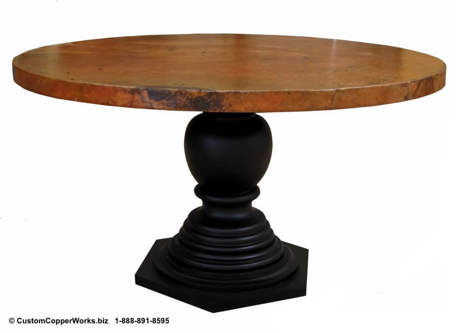 Hammered Copper Top Round Dining Table, Round Copper Dining Table Uk
