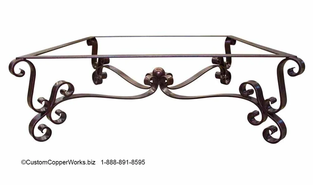    AMBER  , SPANISH COLONIAL FORGED IRON COFFEE TABLE BASE. #112   